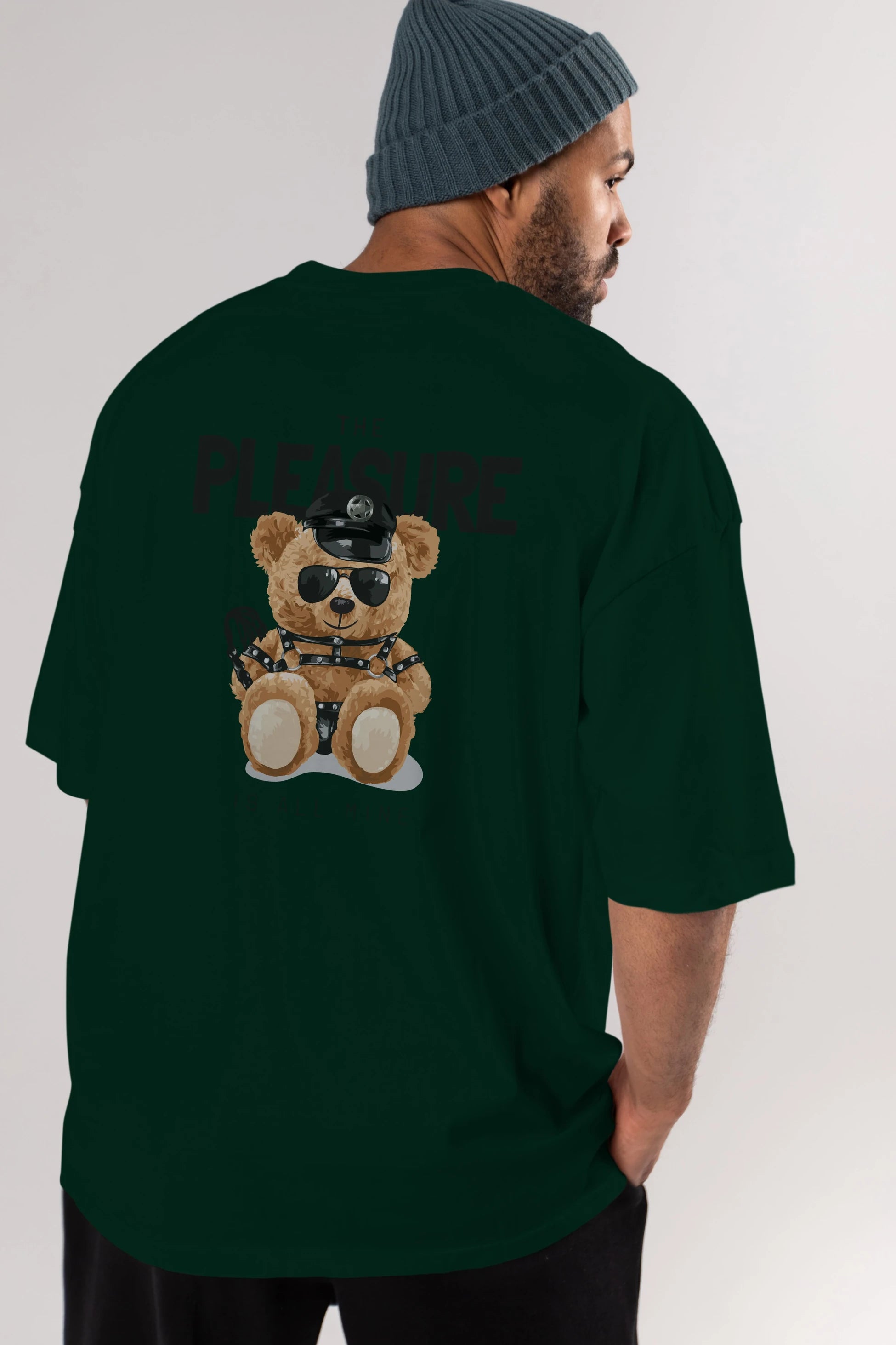 Teddy Bear The Pleasure Arka Baskılı Oversize t-shirt Erkek Kadın Unisex %100 Pamuk
