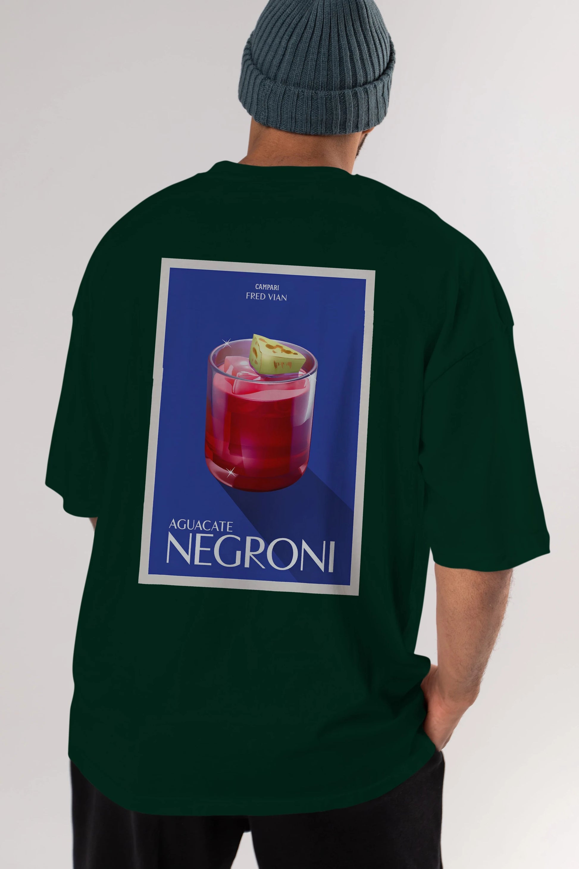 Aguacate Negroni Arka Baskılı Oversize t-shirt Erkek Kadın Unisex %100 Pamuk Bisiklet Yaka tişort