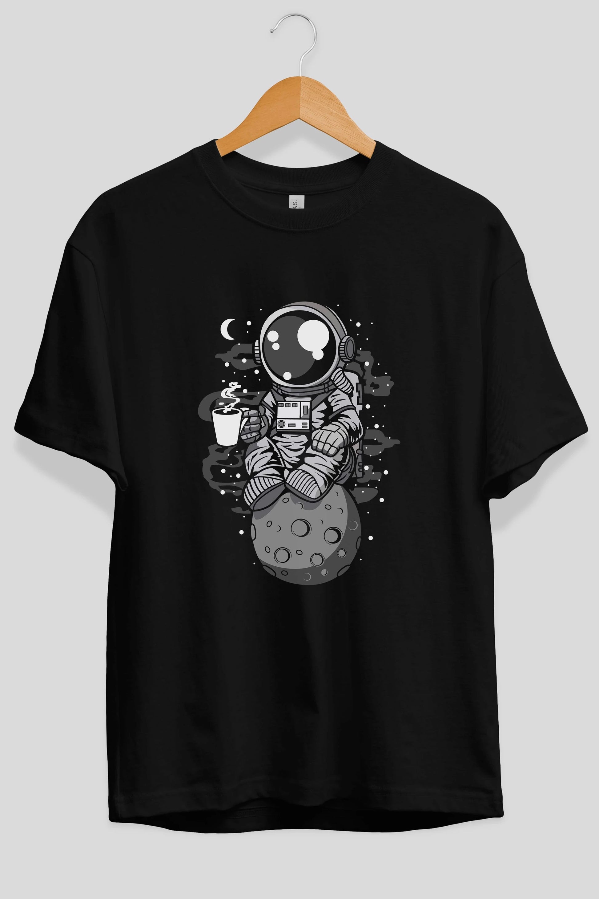 Astronaut Coffee Ön Baskılı Oversize t-shirt Erkek Kadın Unisex