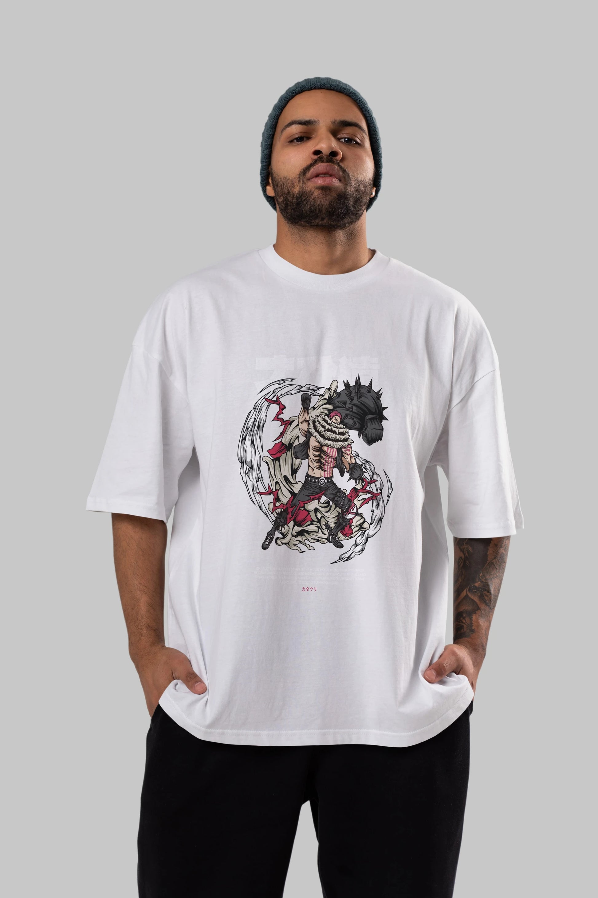 Katakuri Anime Ön Baskılı Oversize t-shirt %100 pamuk Erkek Kadın Unisex