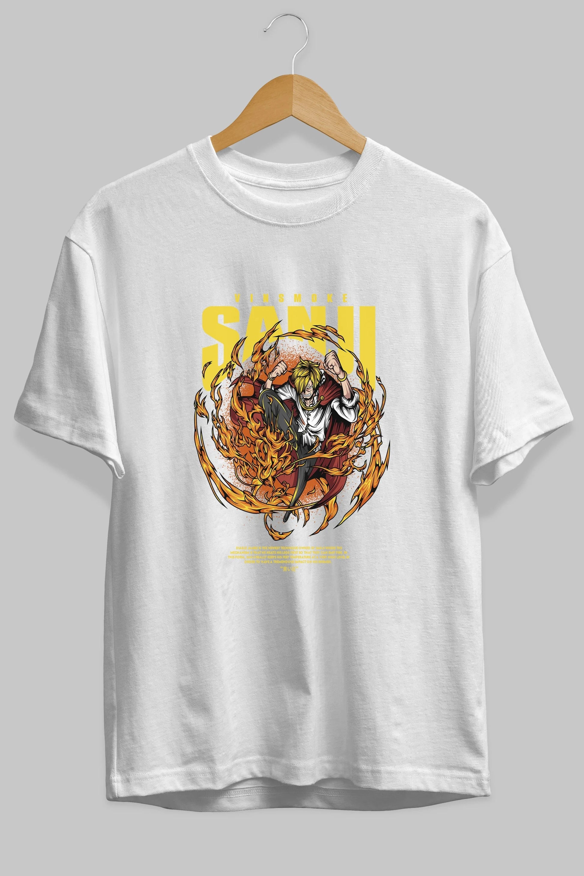 Vinsmoke Sanji Anime Ön Baskılı Oversize t-shirt %100 pamuk Erkek Kadın Unisex