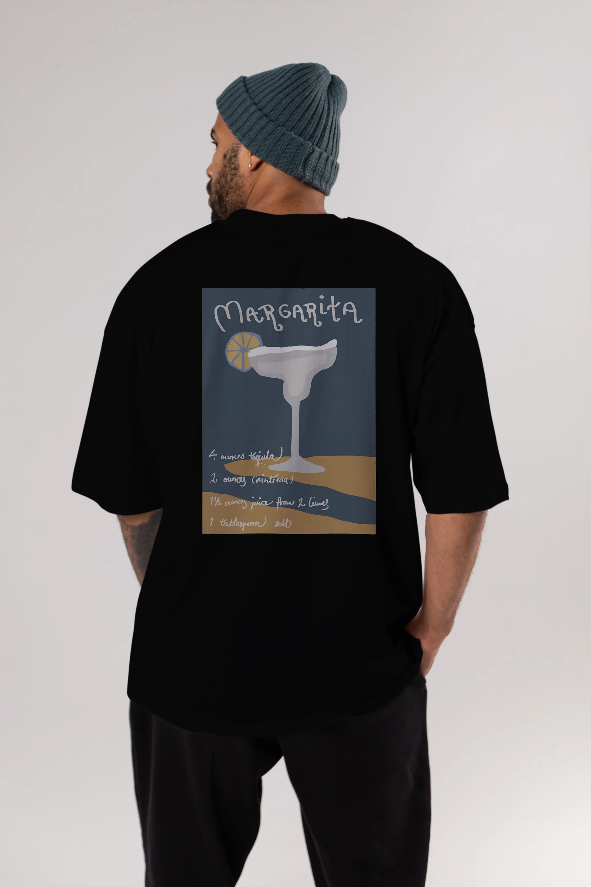 Margarita 2 Arka Baskılı Oversize t-shirt Erkek Kadın Unisex %100 Pamuk Bisiklet Yaka tişort