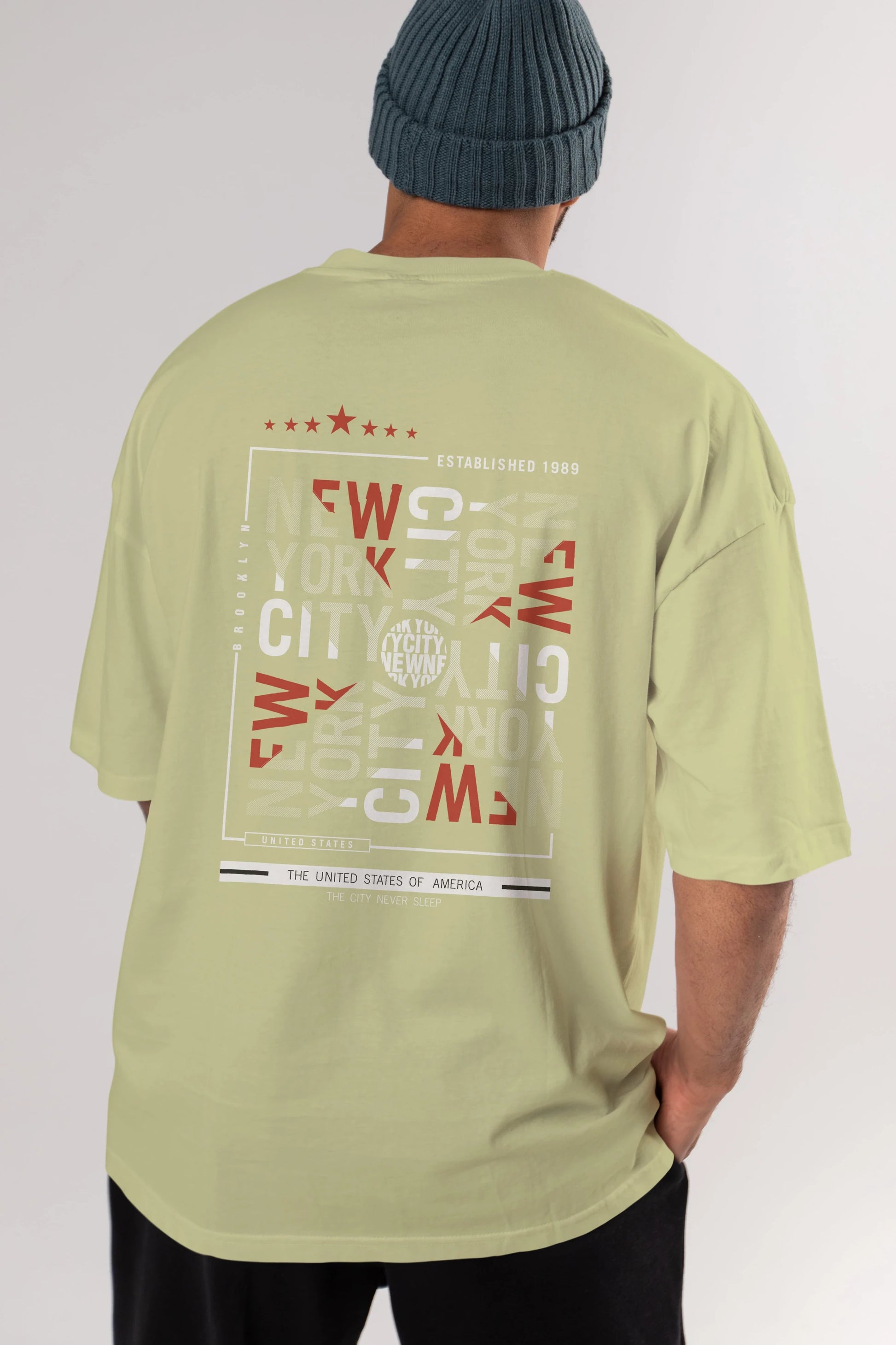 New York Style 2 Arka Baskılı Oversize t-shirt Erkek Kadın Unisex