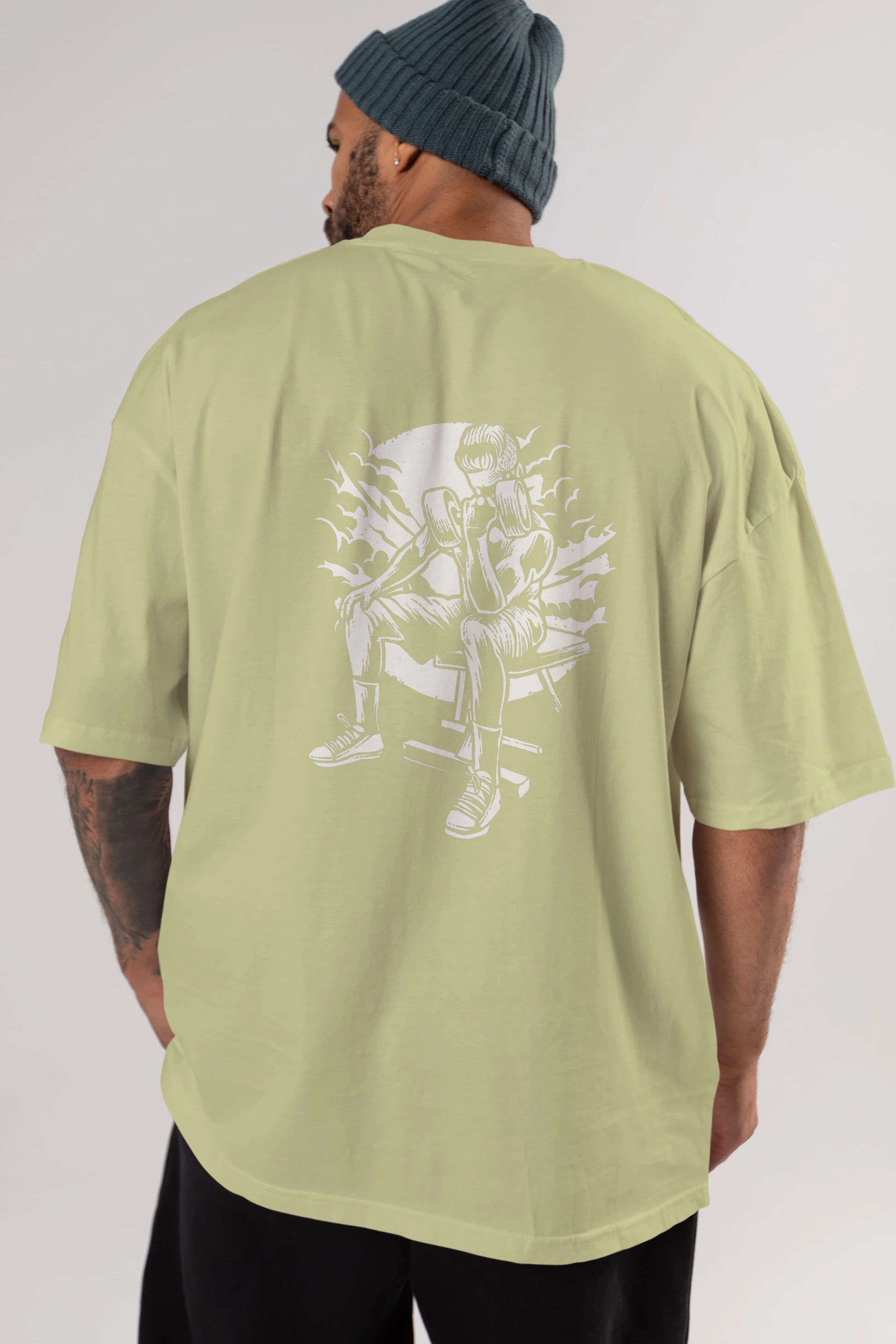No Pain No Gain Arka Baskılı Oversize t-shirt Erkek Kadın Unisex %100 Pamuk