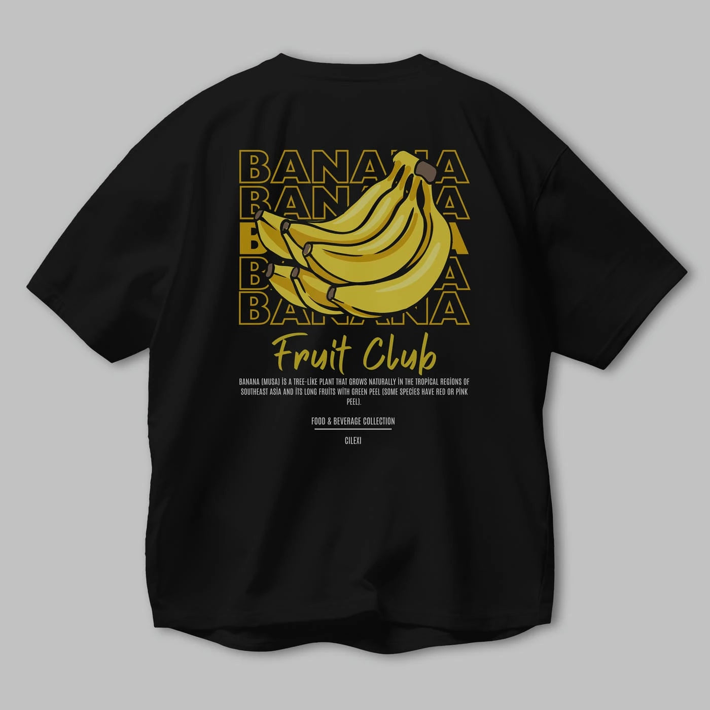 Banana Arka Baskılı Oversize t-shirt Erkek Kadın Pamuk Bisiklet Yaka tişort
