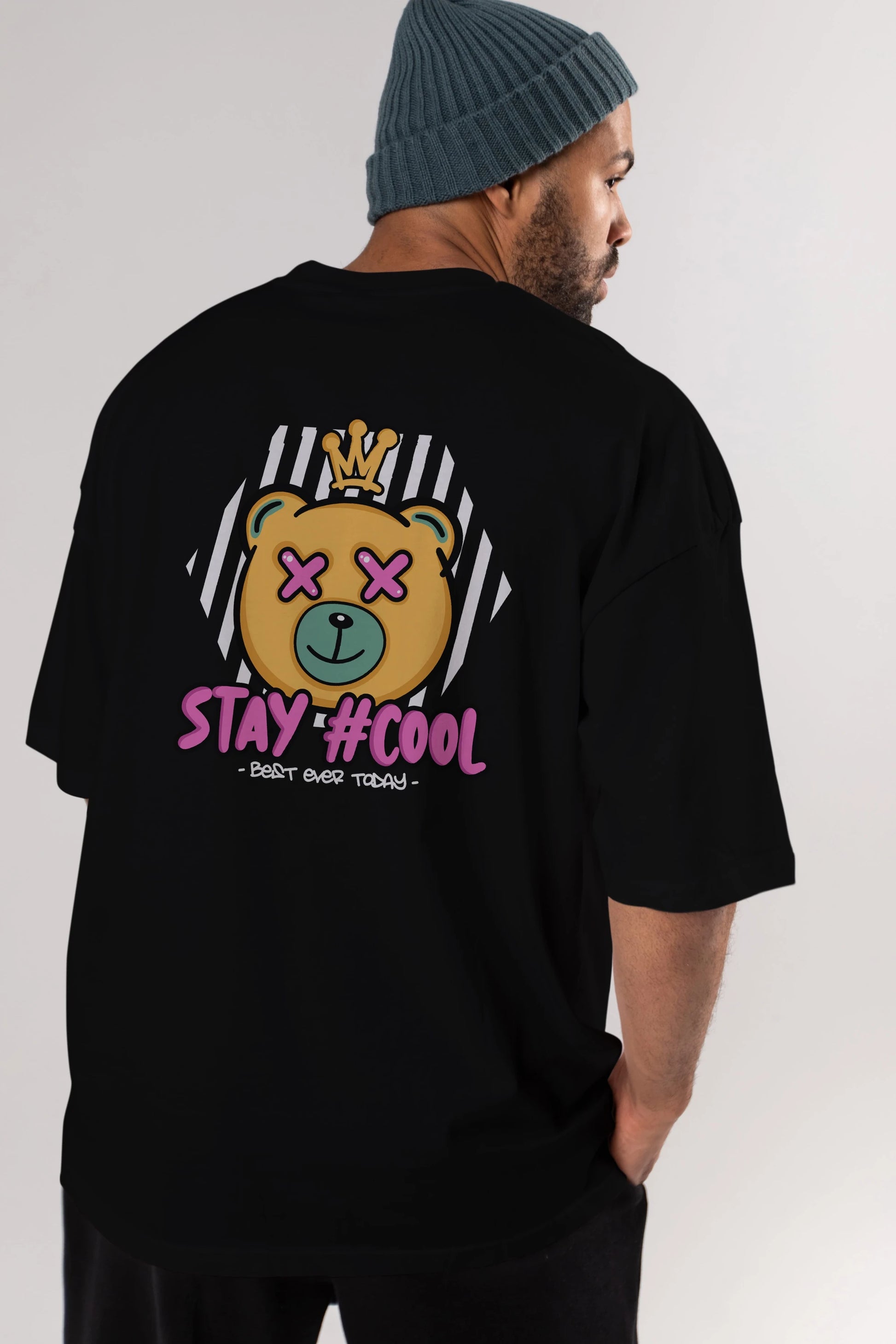 Stay Cool Bear Arka Baskılı Oversize t-shirt Erkek Kadın Unisex