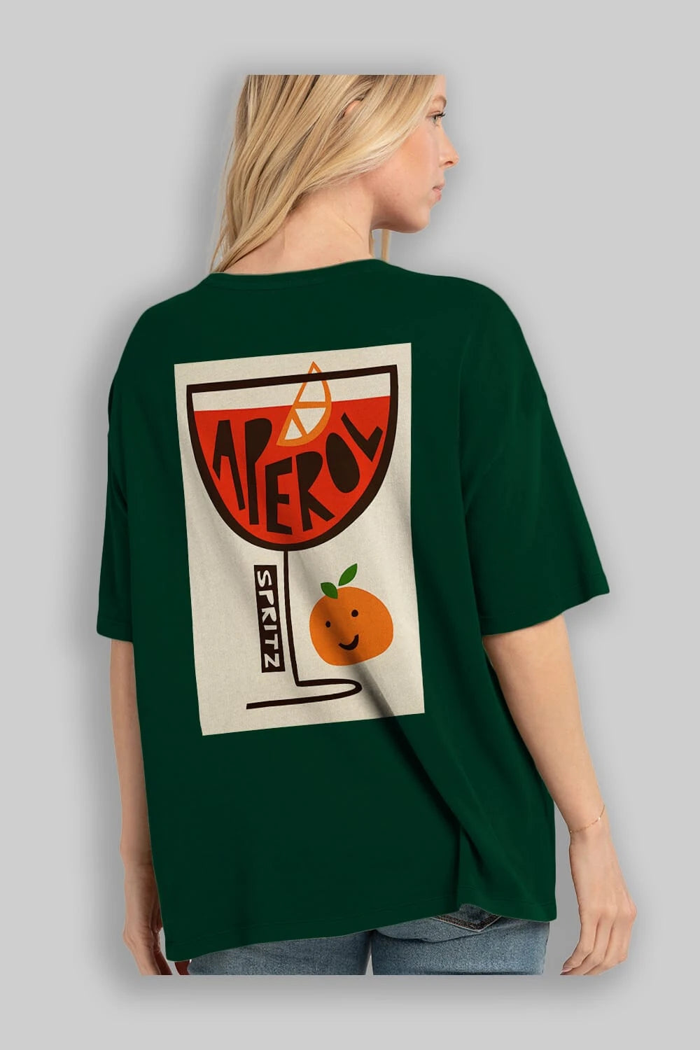 Aperol Spritz 9 Arka Baskılı Oversize t-shirt Erkek Kadın Unisex %100 Pamuk Bisiklet Yaka tişort
