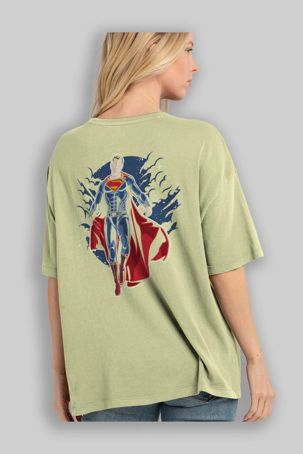 SUPERMAN Arka Baskılı Oversize t-shirt Erkek Kadın Unisex %100 Pamuk