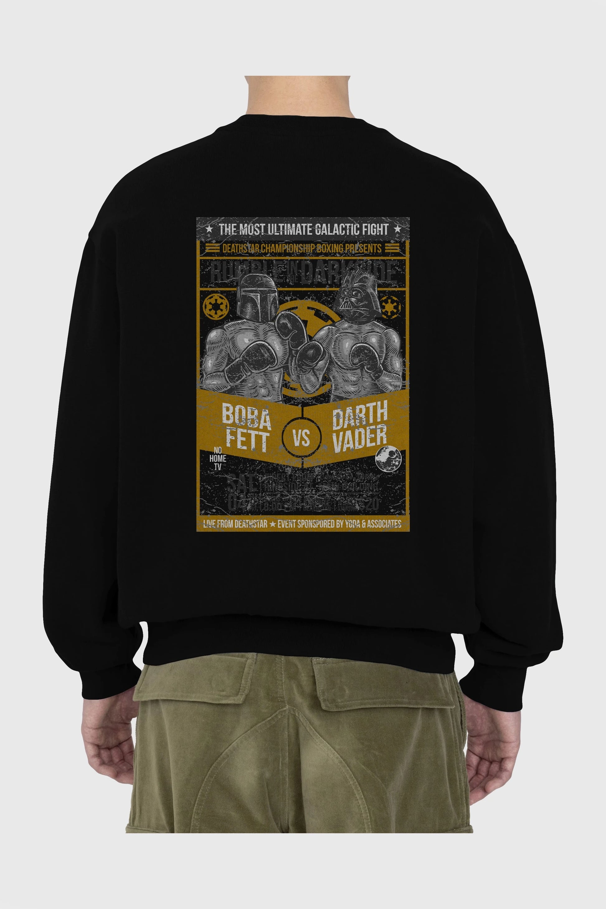 Rumble In The Darkside Arka Baskılı Oversize Sweatshirt Erkek Kadın Unisex