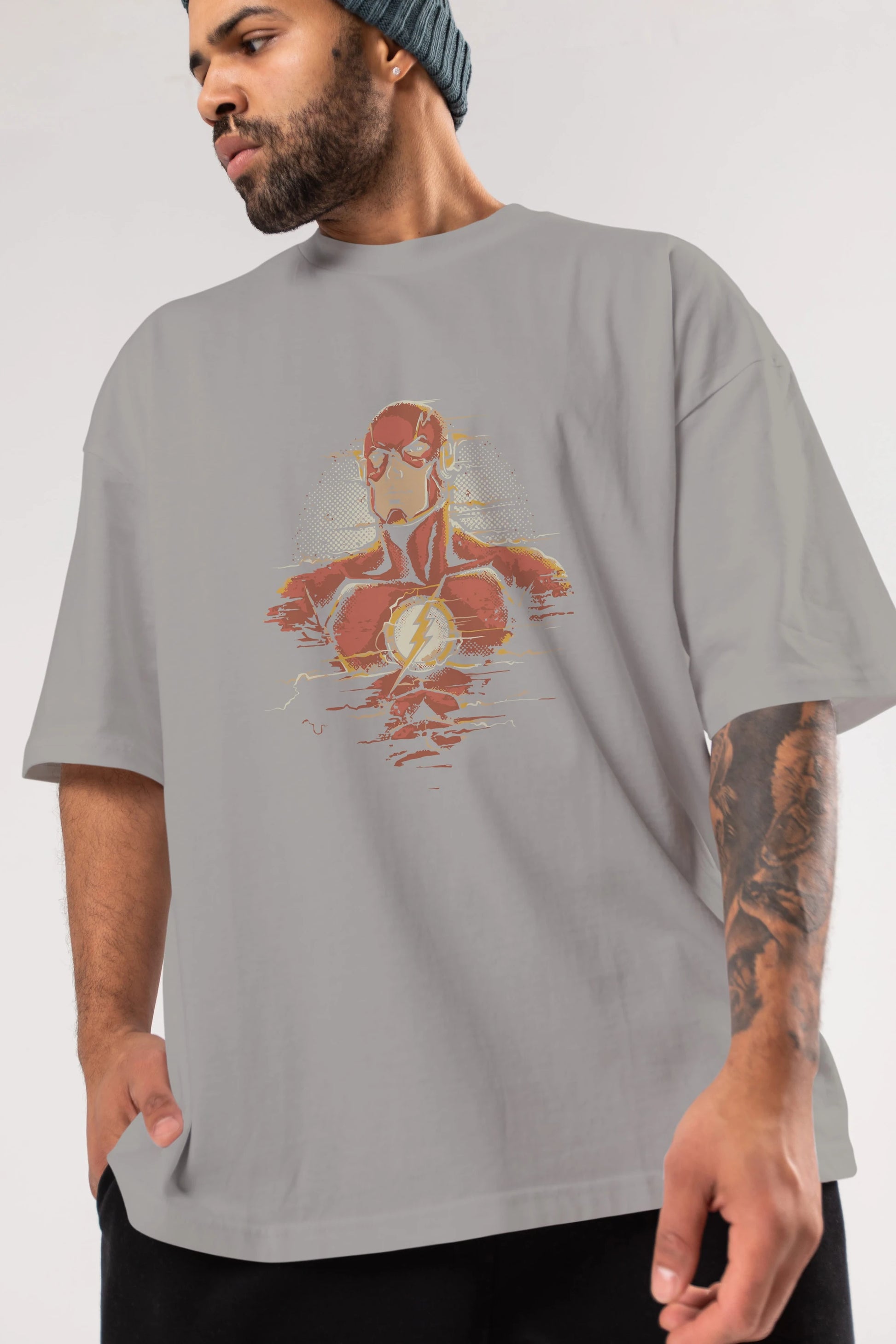 Flash Avengers Ön Baskılı Oversize t-shirt Erkek Kadın Unisex %100 Pamuk Bisiklet Yaka tişort