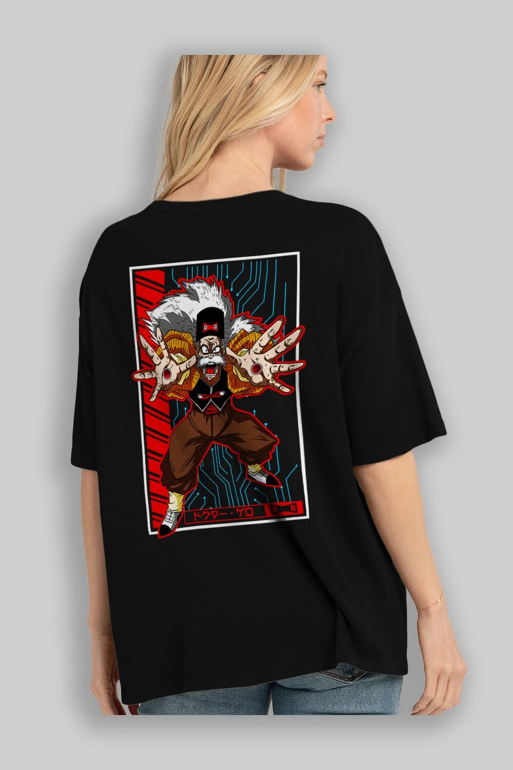 DragonBall DrMakigero Anime Arka Baskılı Oversize t-shirt Erkek Kadın Unisex