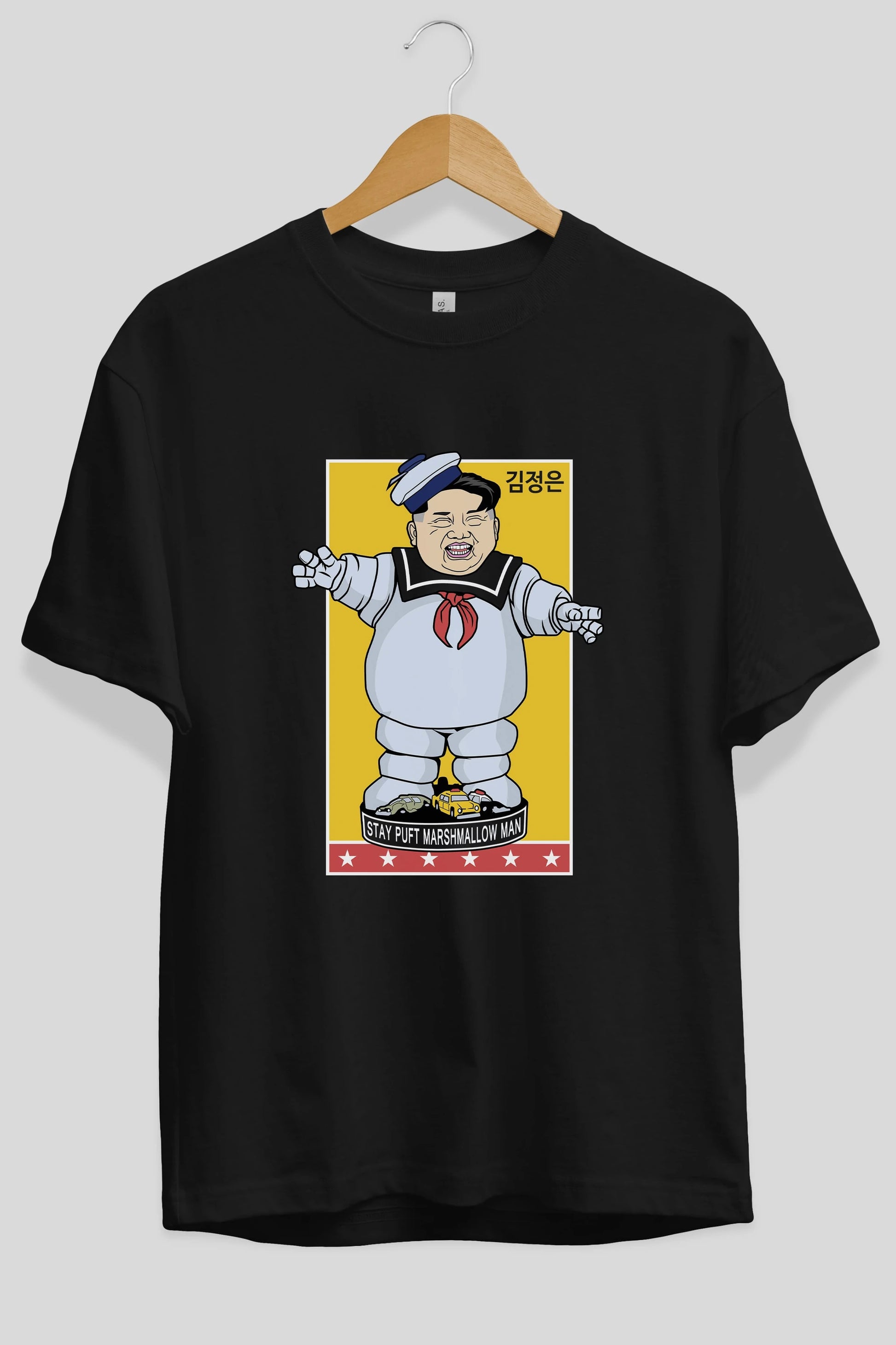 Stay Puft Jong Un Ön Baskılı Oversize t-shirt Erkek Kadın Unisex %100 Pamuk tişort