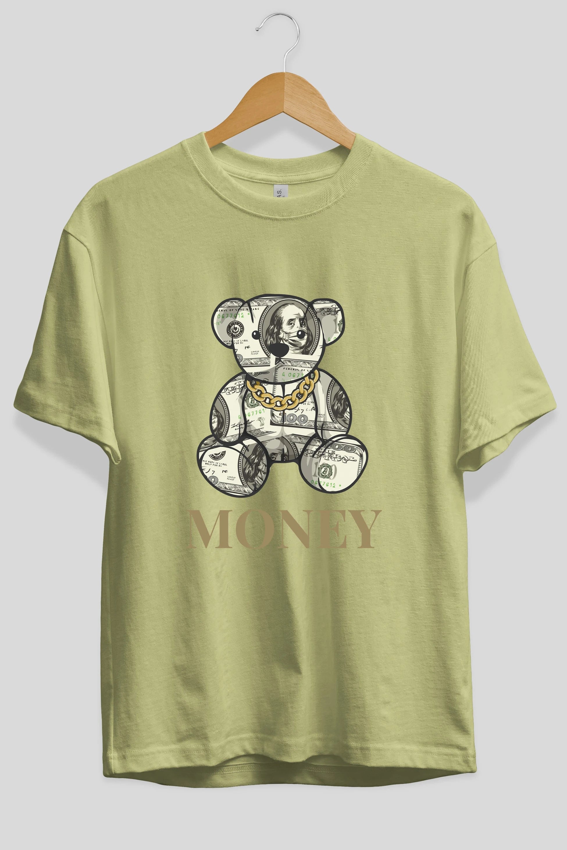 Teddy Bear Money Ön Baskılı Oversize t-shirt Erkek Kadın Unisex