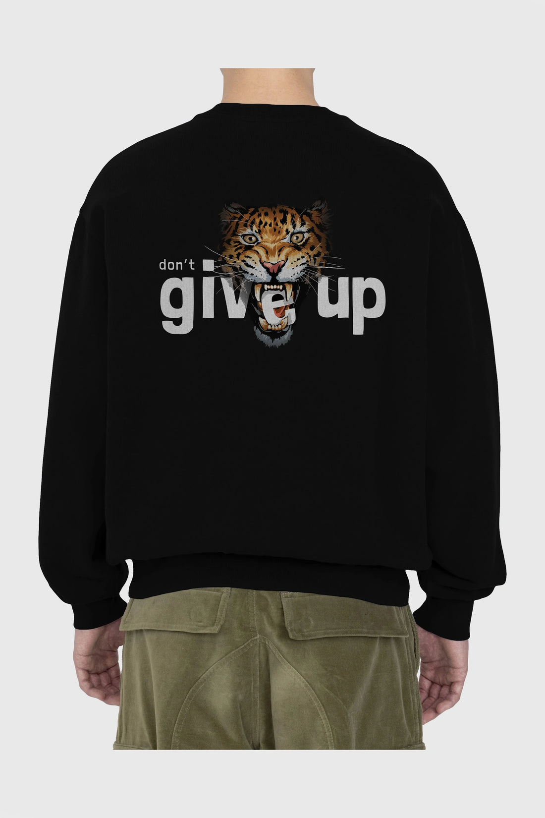 Teddy Bear Dont Give Up Arka Baskılı Oversize Sweatshirt Erkek Kadın Unisex
