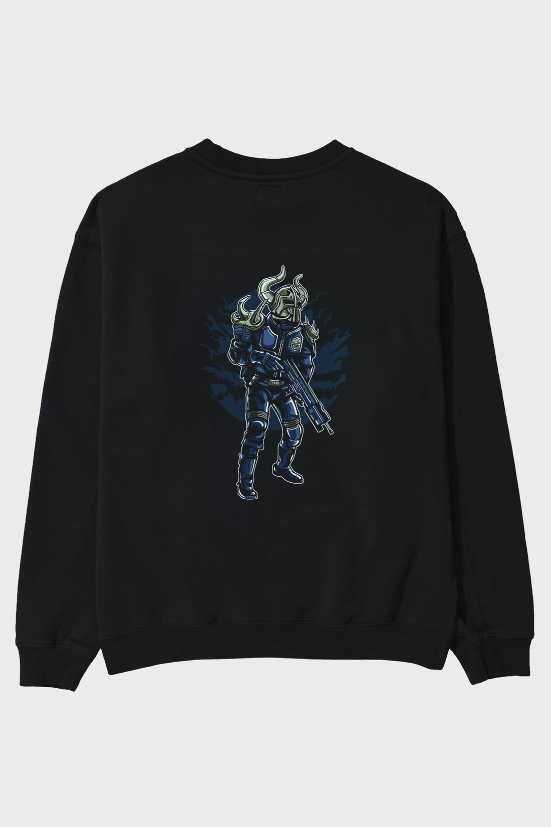 Viking Soldier Arka Baskılı Oversize Sweatshirt Erkek Kadın Unisex