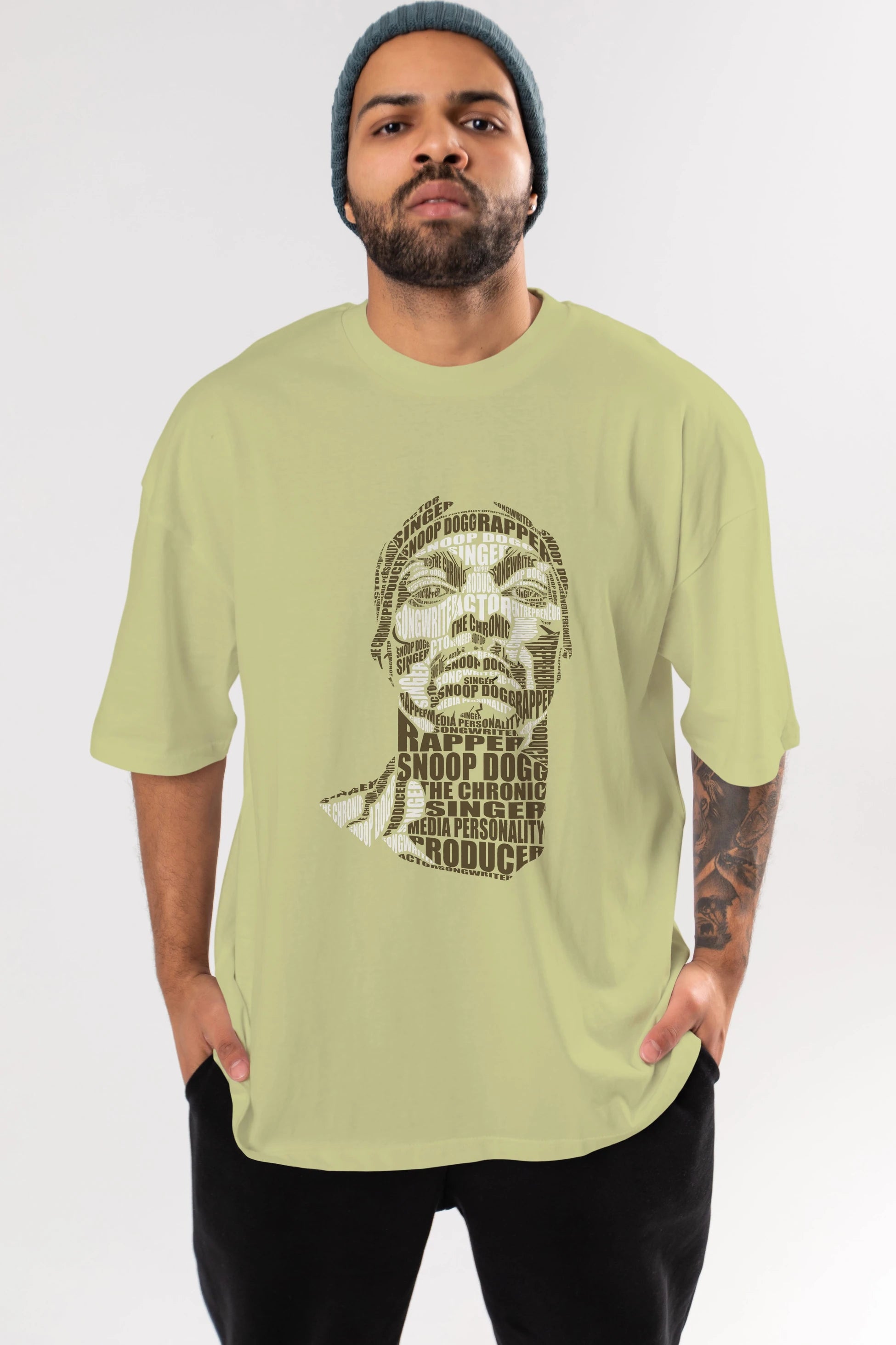 Snoop Dogg Calligram Ön Baskılı Oversize t-shirt %100 pamuk Erkek Kadın Unisex