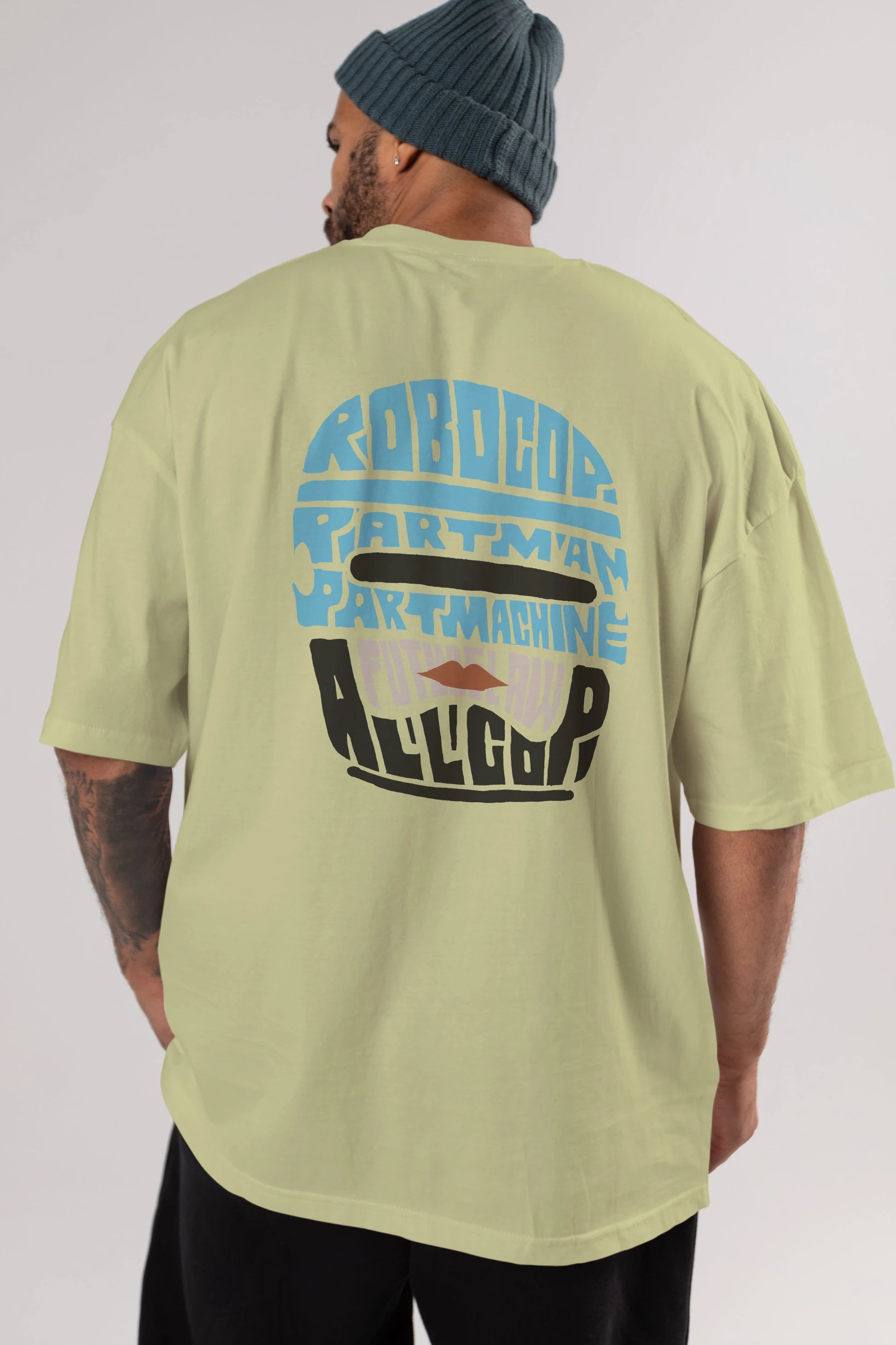 Robocop Arka Baskılı Oversize t-shirt %100 pamuk Erkek Kadın Unisex