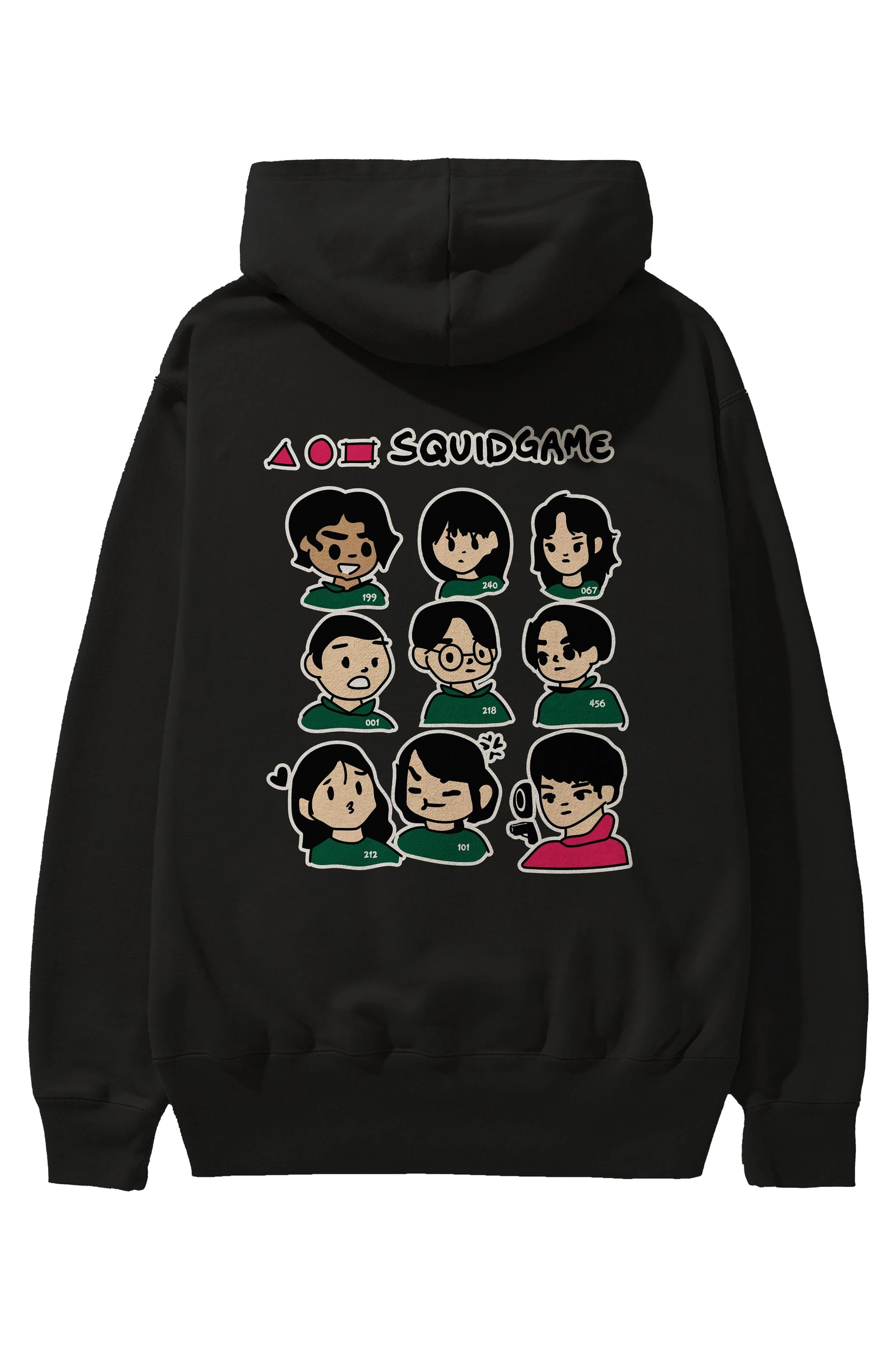 Squid Game (3) Arka Baskılı Hoodie Oversize Kapüşonlu Sweatshirt Erkek Kadın Unisex