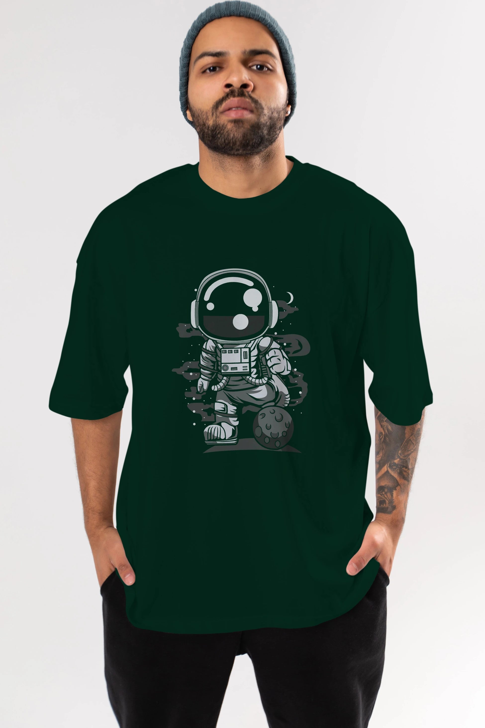 Astronaut Soccer Ön Baskılı Oversize t-shirt Erkek Kadın Unisex