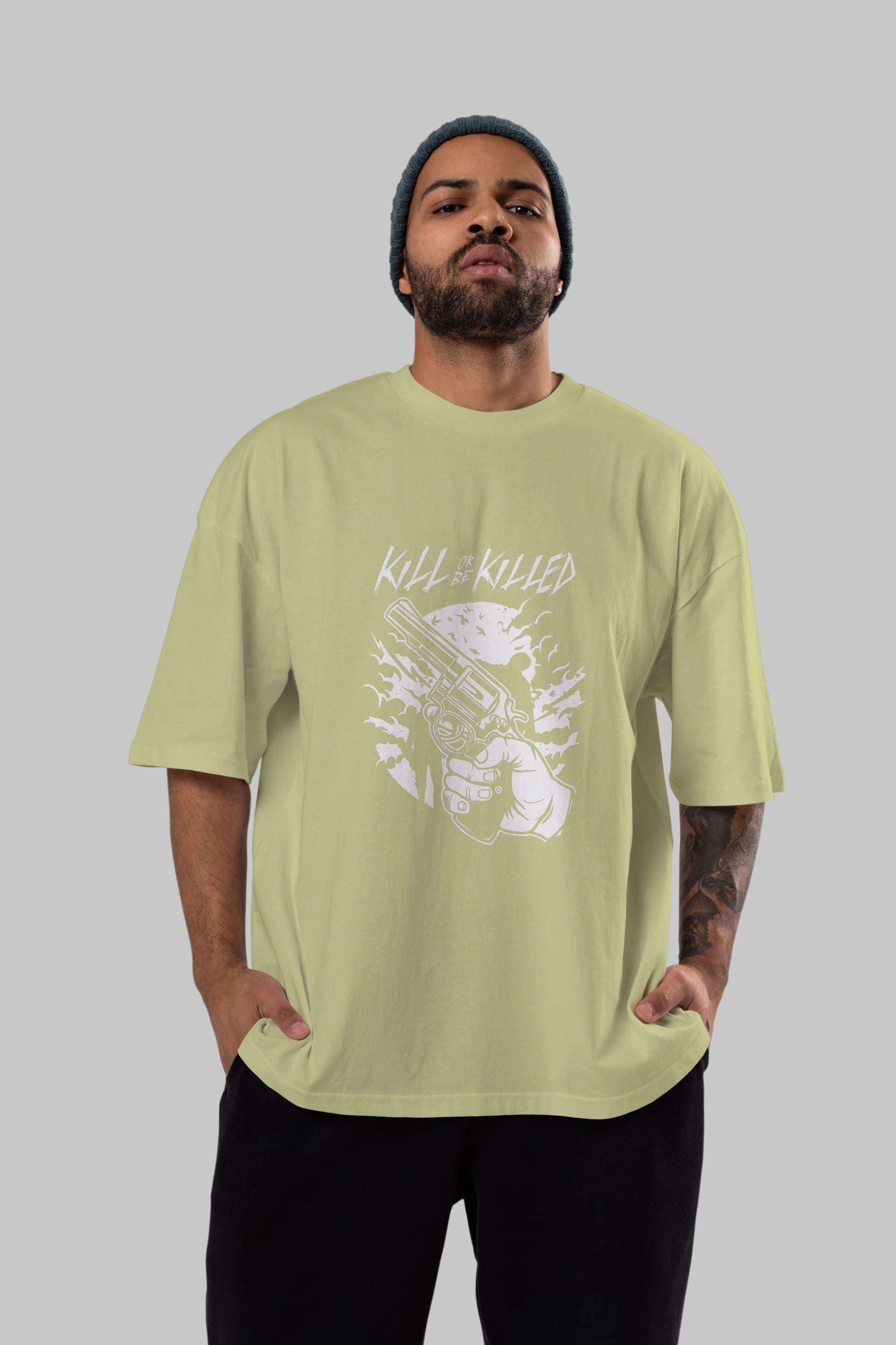Zombie Shooter Ön Baskılı Oversize t-shirt Erkek Kadın Unisex %100 Pamuk tişort