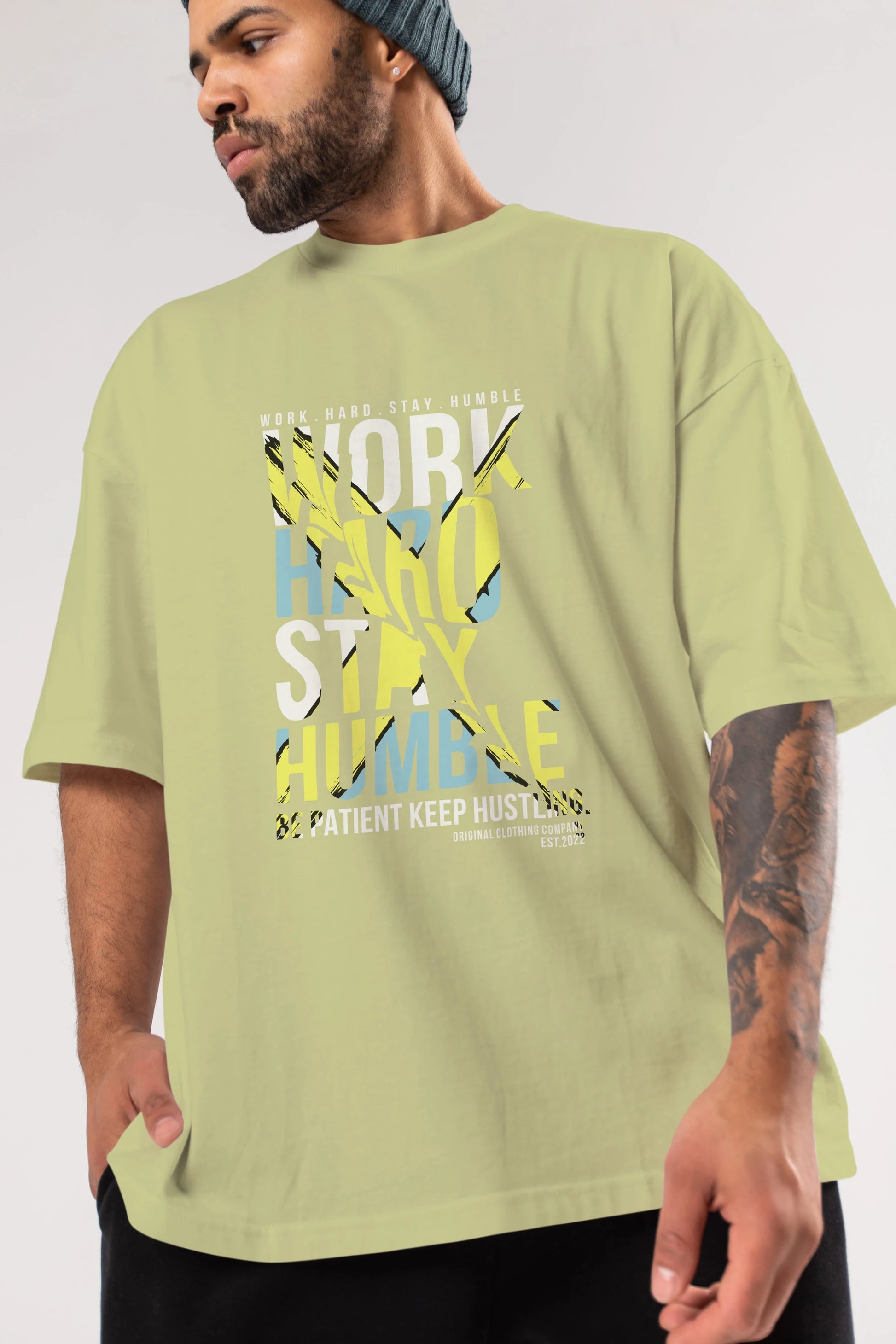 Work Hard Stay Humble Ön Baskılı Oversize t-shirt Erkek Kadın Unisex