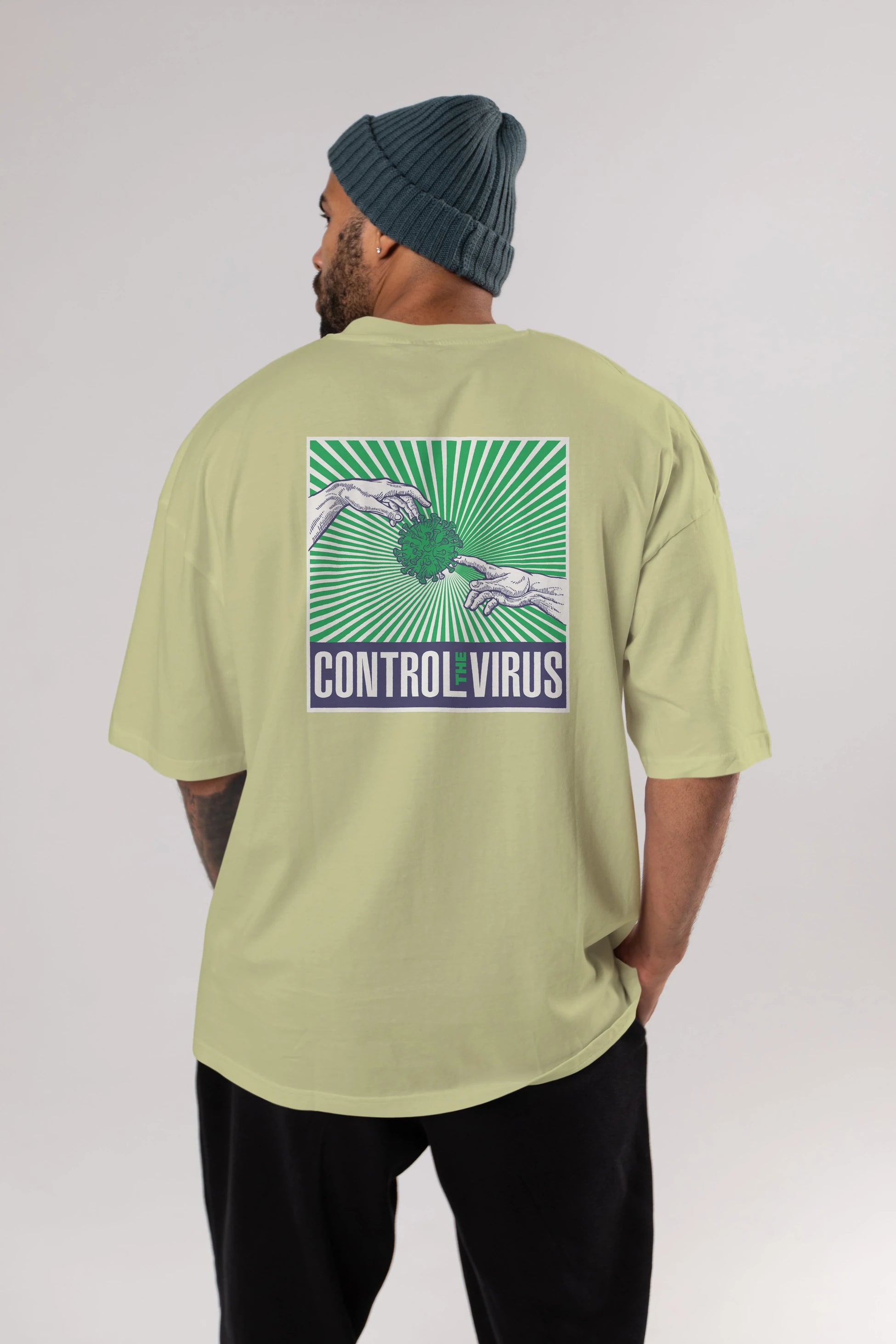 Control The Virus Arka Baskılı Oversize t-shirt Erkek Kadın Unisex