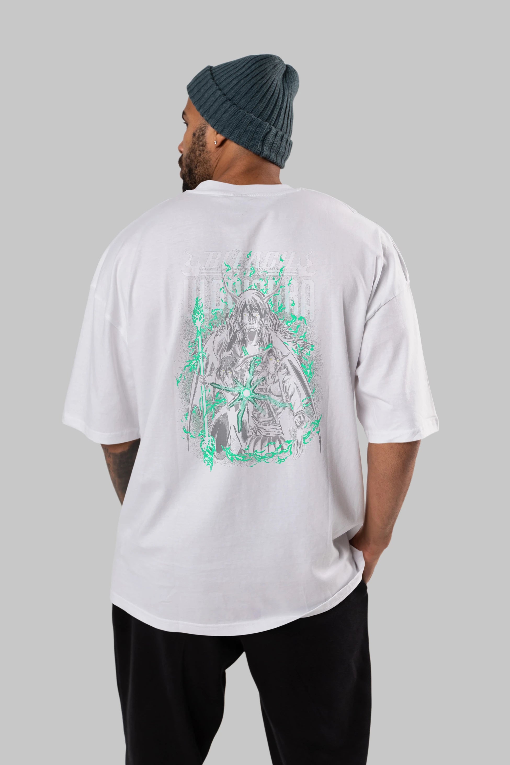 BLEACH(ULQUIARRA) Anime Arka Baskılı Oversize t-shirt Erkek Kadın Unisex