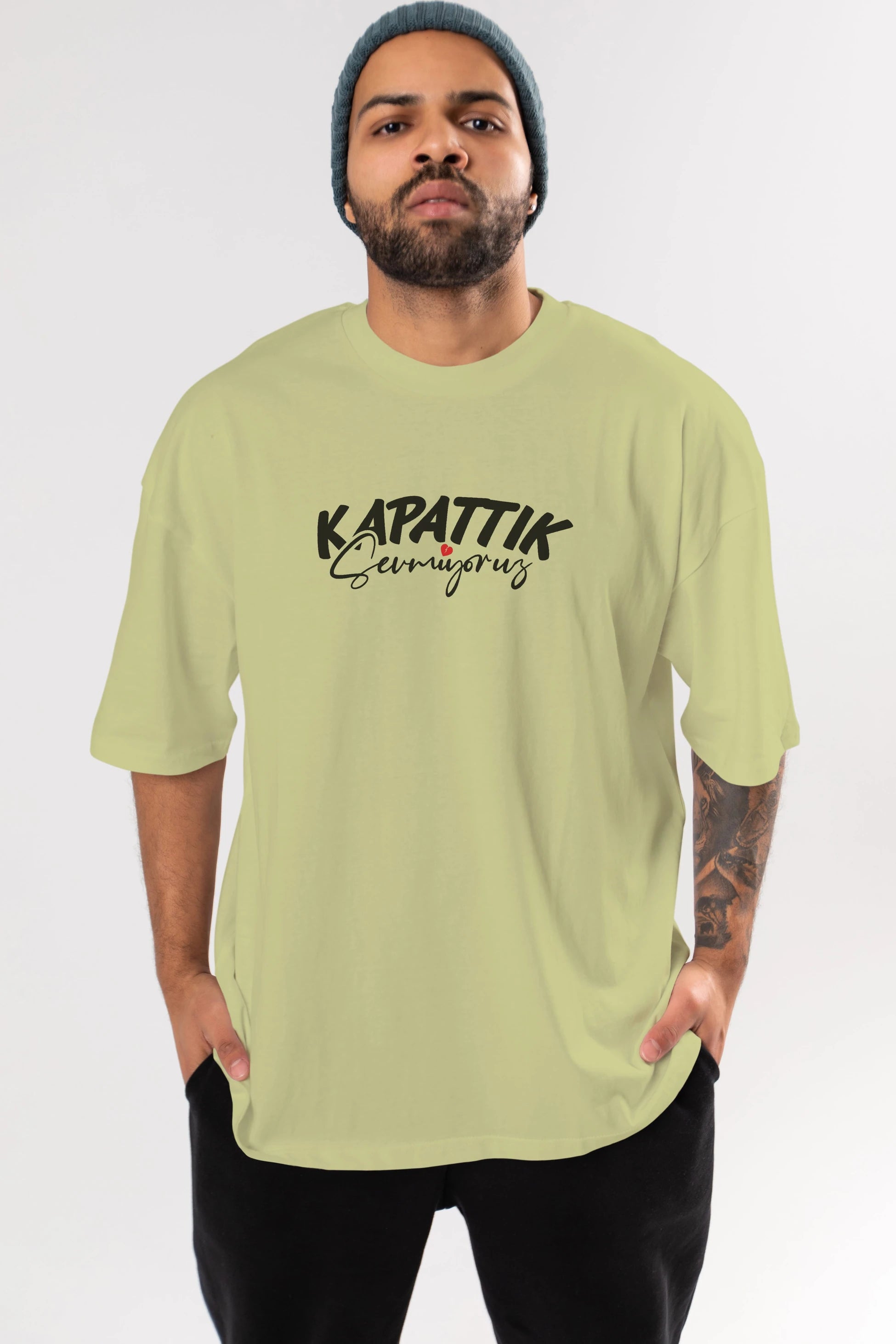Kapattık Sevmiyoruz Ön Baskılı Oversize t-shirt %100 pamuk Erkek Kadın Unisex