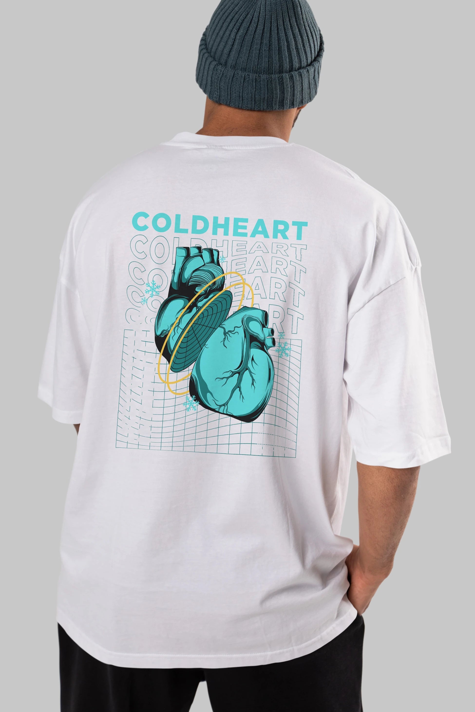 Cold Heart Arka Baskılı Oversize t-shirt Erkek Kadın Unisex