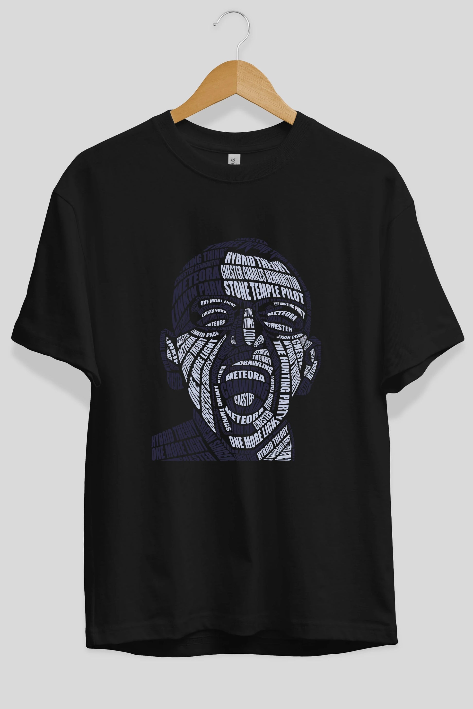 Chester Bennington Calligram Ön Baskılı Oversize t-shirt %100 pamuk Erkek Kadın Unisex