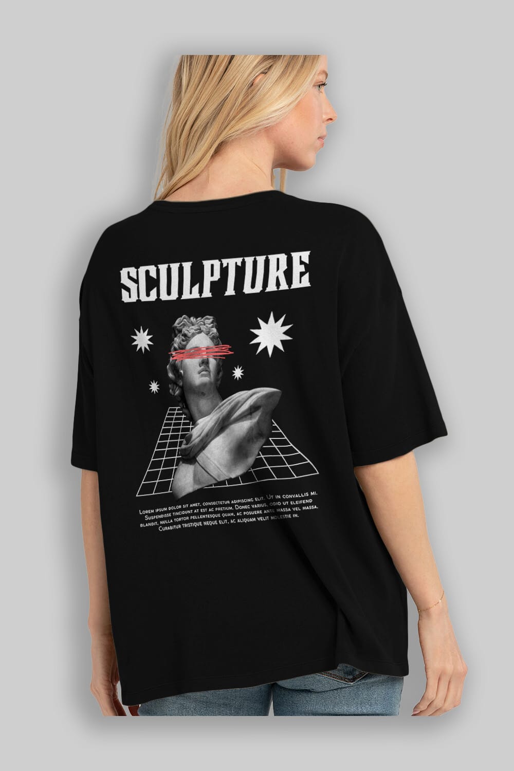 Sculpture Yazılı Arka Baskılı Oversize t-shirt Erkek Kadın Unisex