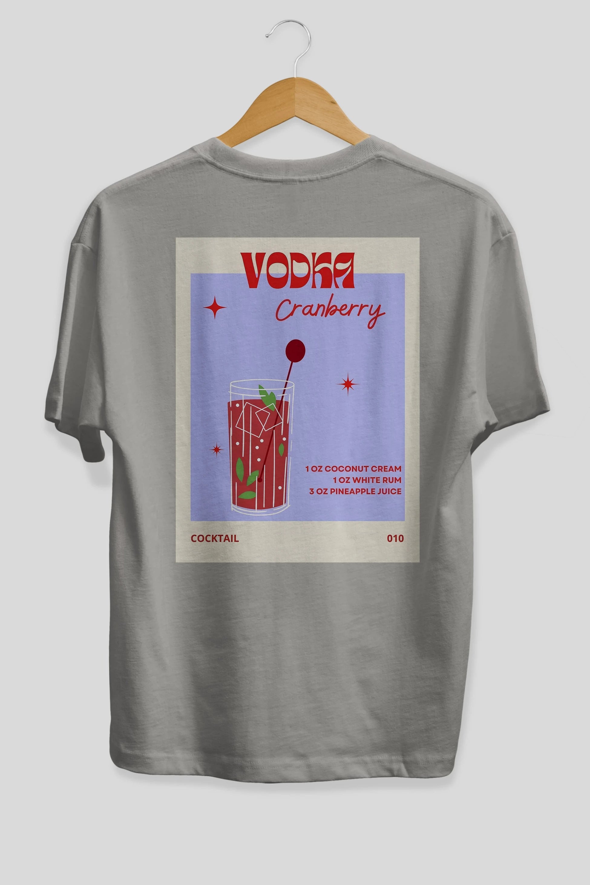 Vodka Cranberry Arka Baskılı Oversize t-shirt Erkek Kadın Unisex %100 Pamuk Bisiklet Yaka tişort