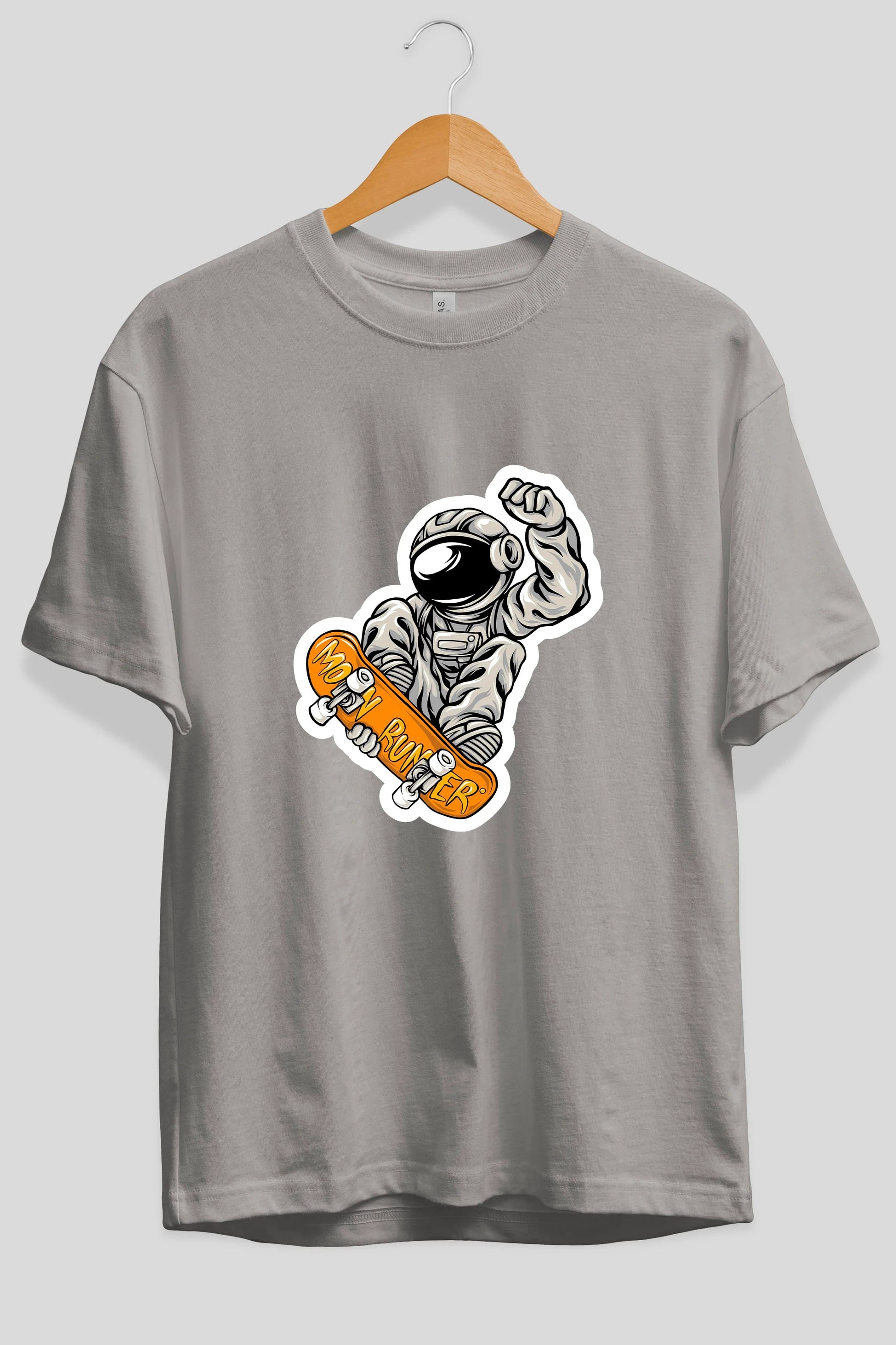 Moon Runner Sticker Ön Baskılı Oversize t-shirt Erkek Kadın Unisex