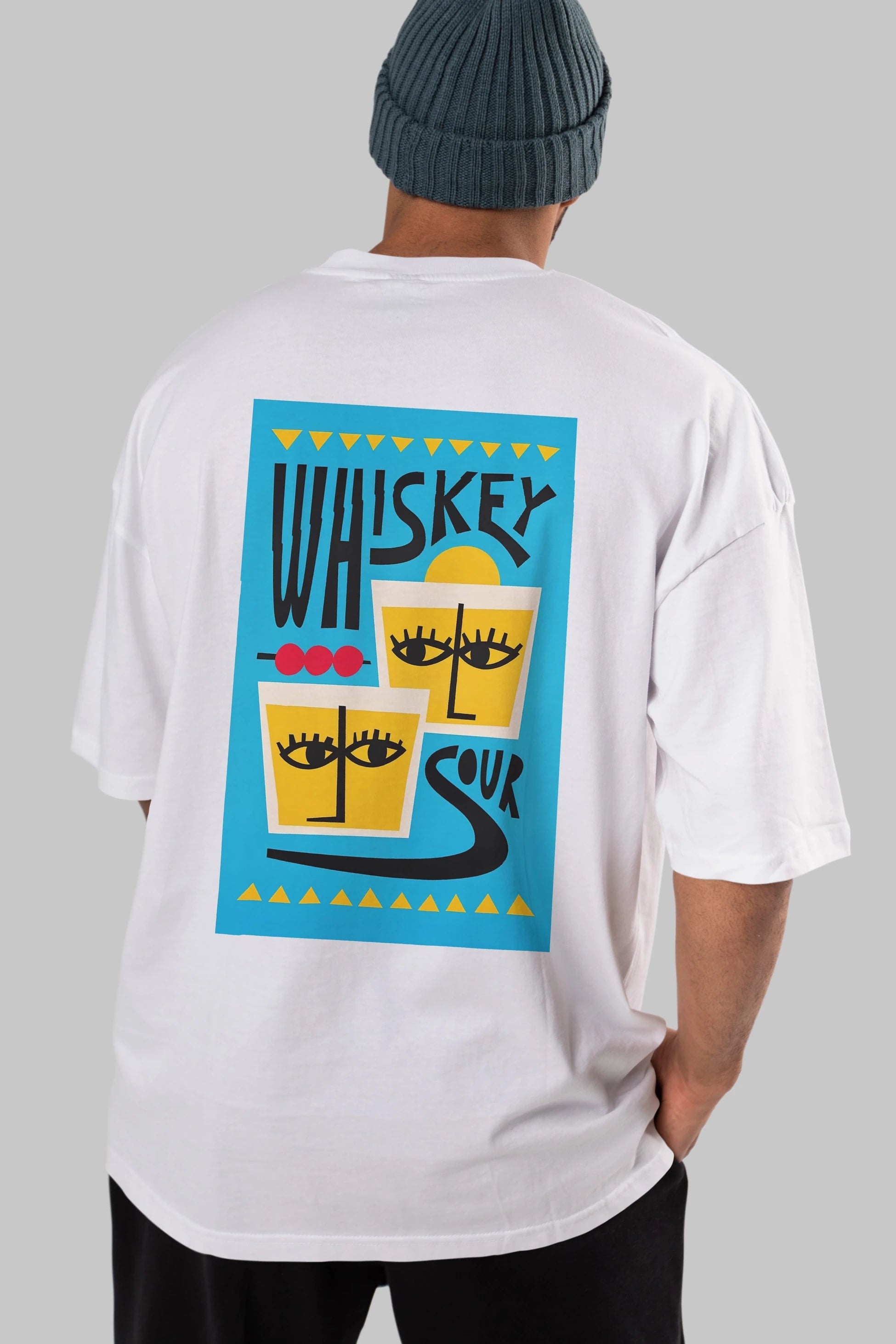 Whiskey Sour 2 Arka Baskılı Oversize t-shirt Erkek Kadın Unisex %100 Pamuk Bisiklet Yaka tişort