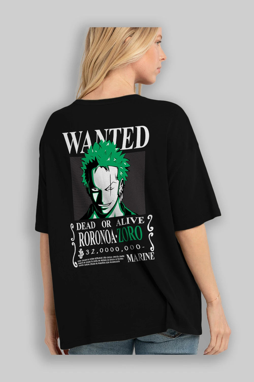 Roronoa Zoro Anime Arka Baskılı Oversize t-shirt Erkek Kadın Unisex %100 pamuk tişort