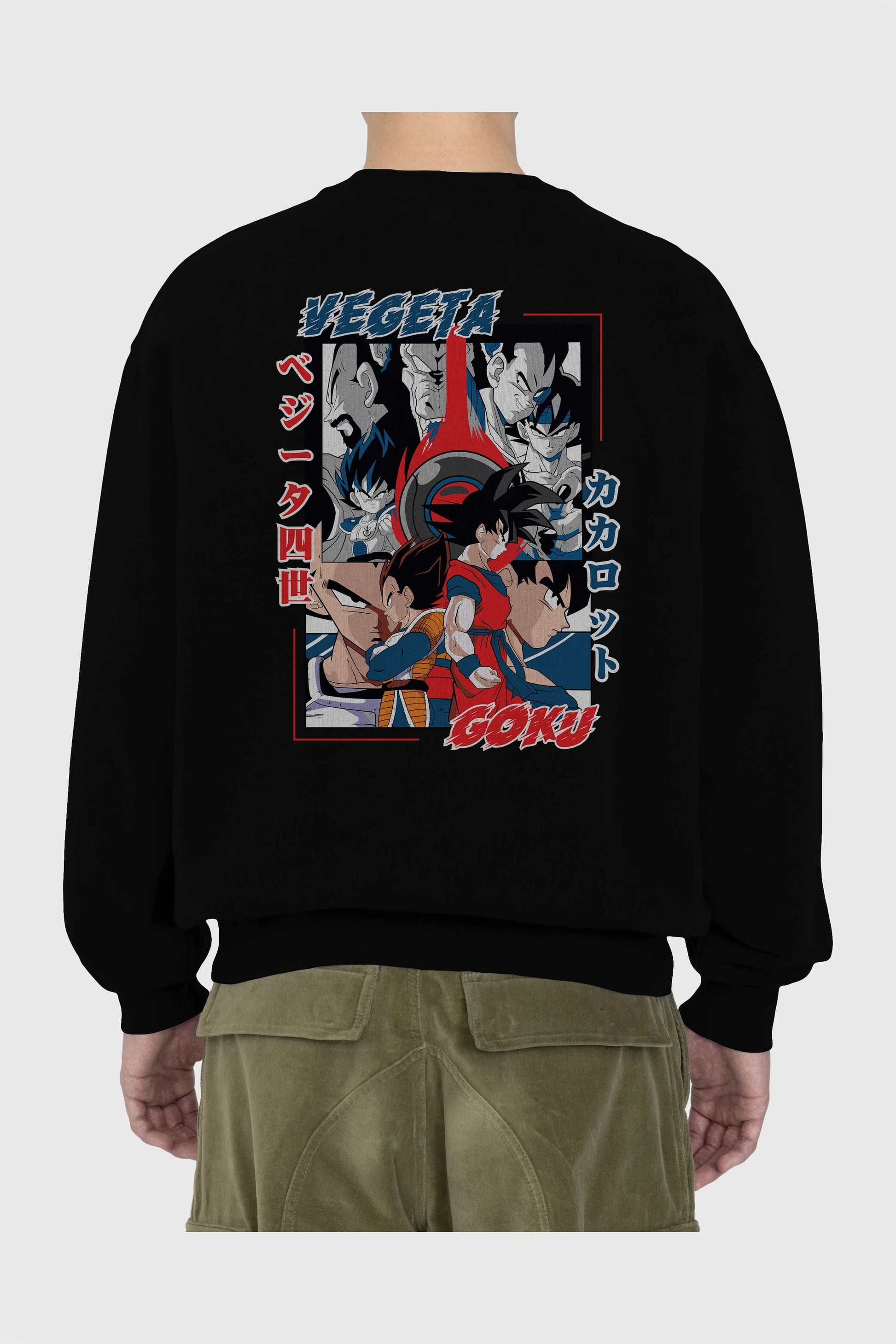 VEGETA VS GOKU Anime Arka Baskılı Oversize Sweatshirt Erkek Kadın Unisex