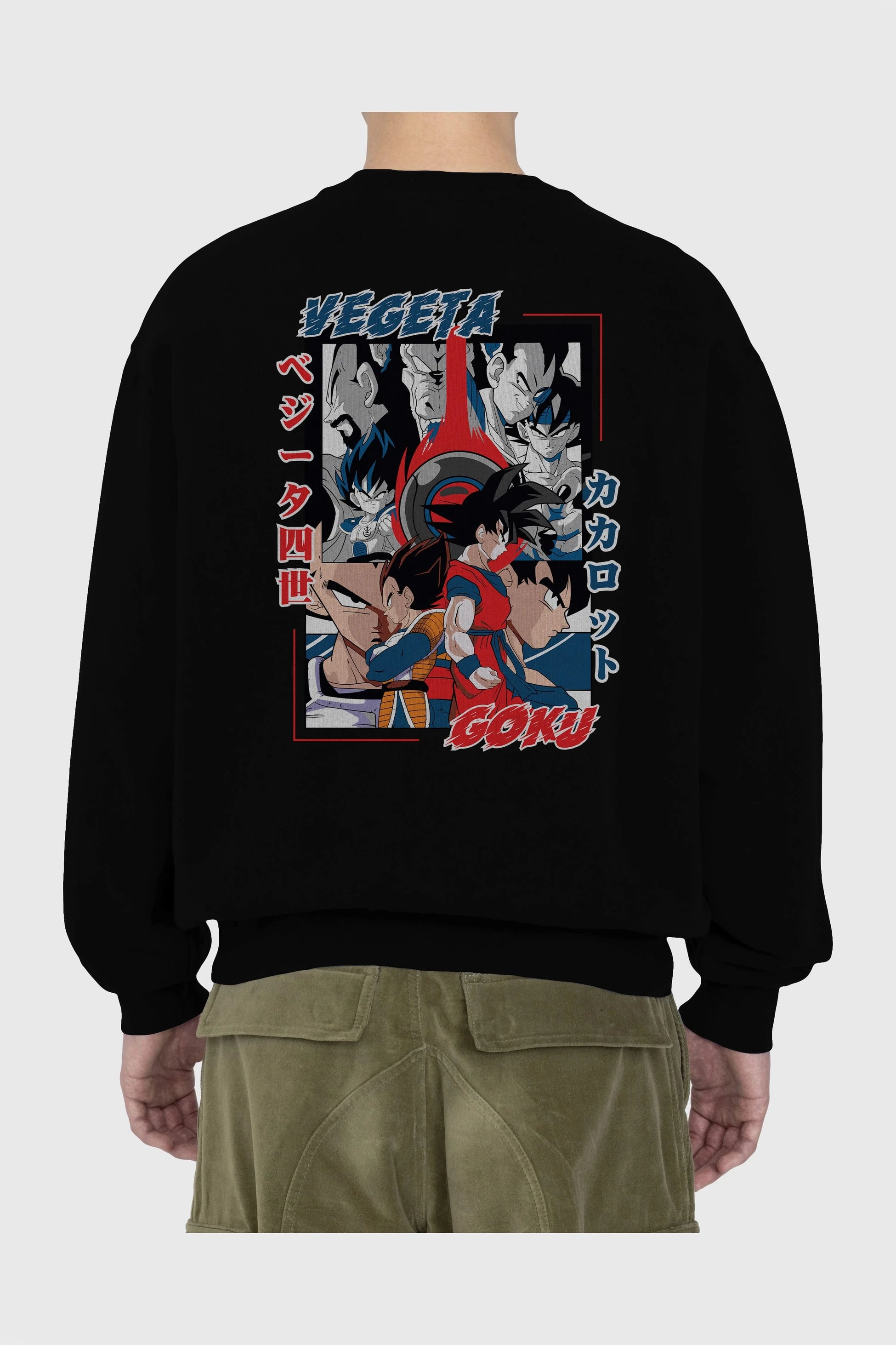 VEGETA VS GOKU Anime Arka Baskılı Oversize Sweatshirt Erkek Kadın Unisex
