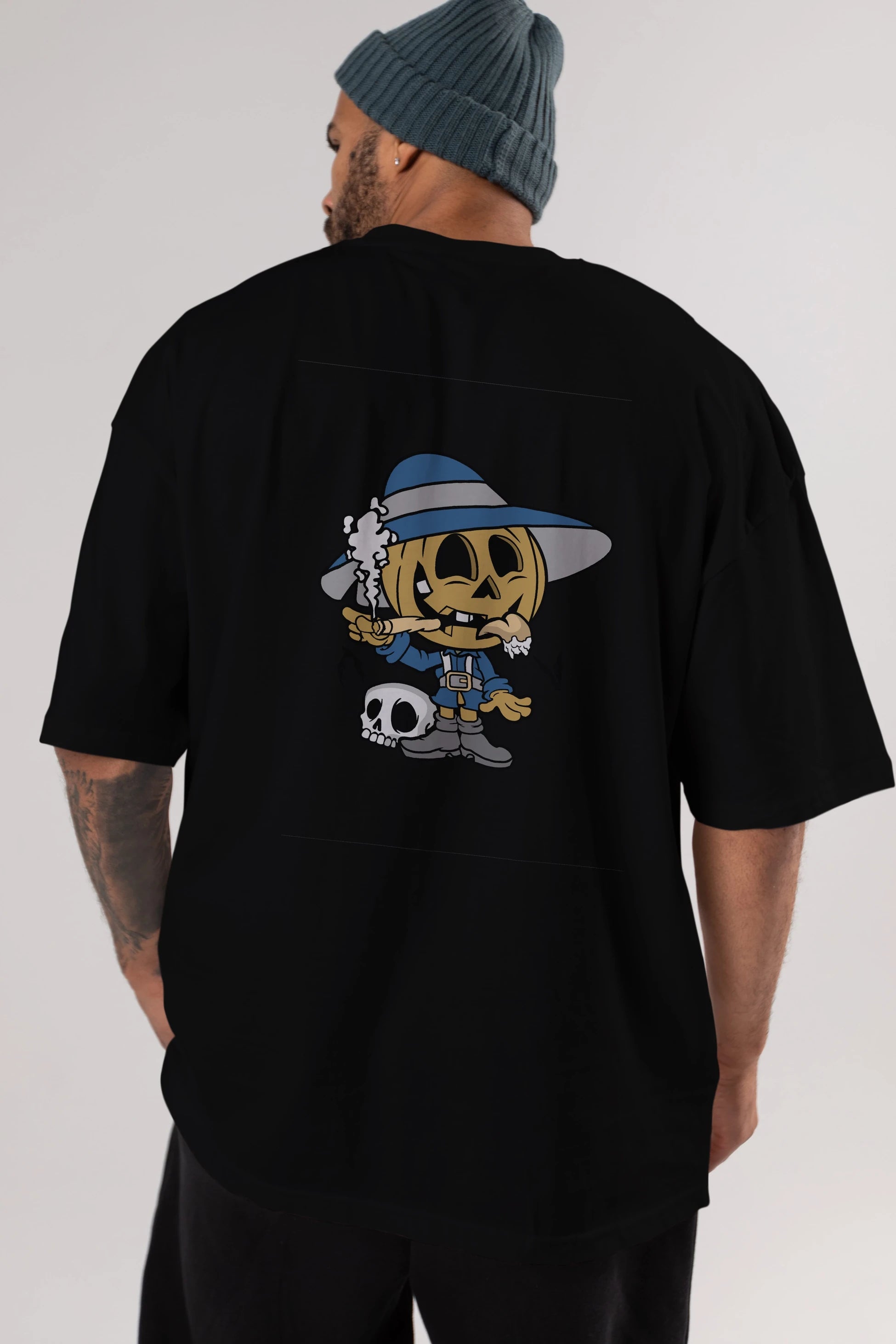 Halloween Kid Arka Baskılı Oversize t-shirt Erkek Kadın Unisex %100 Pamuk tişort
