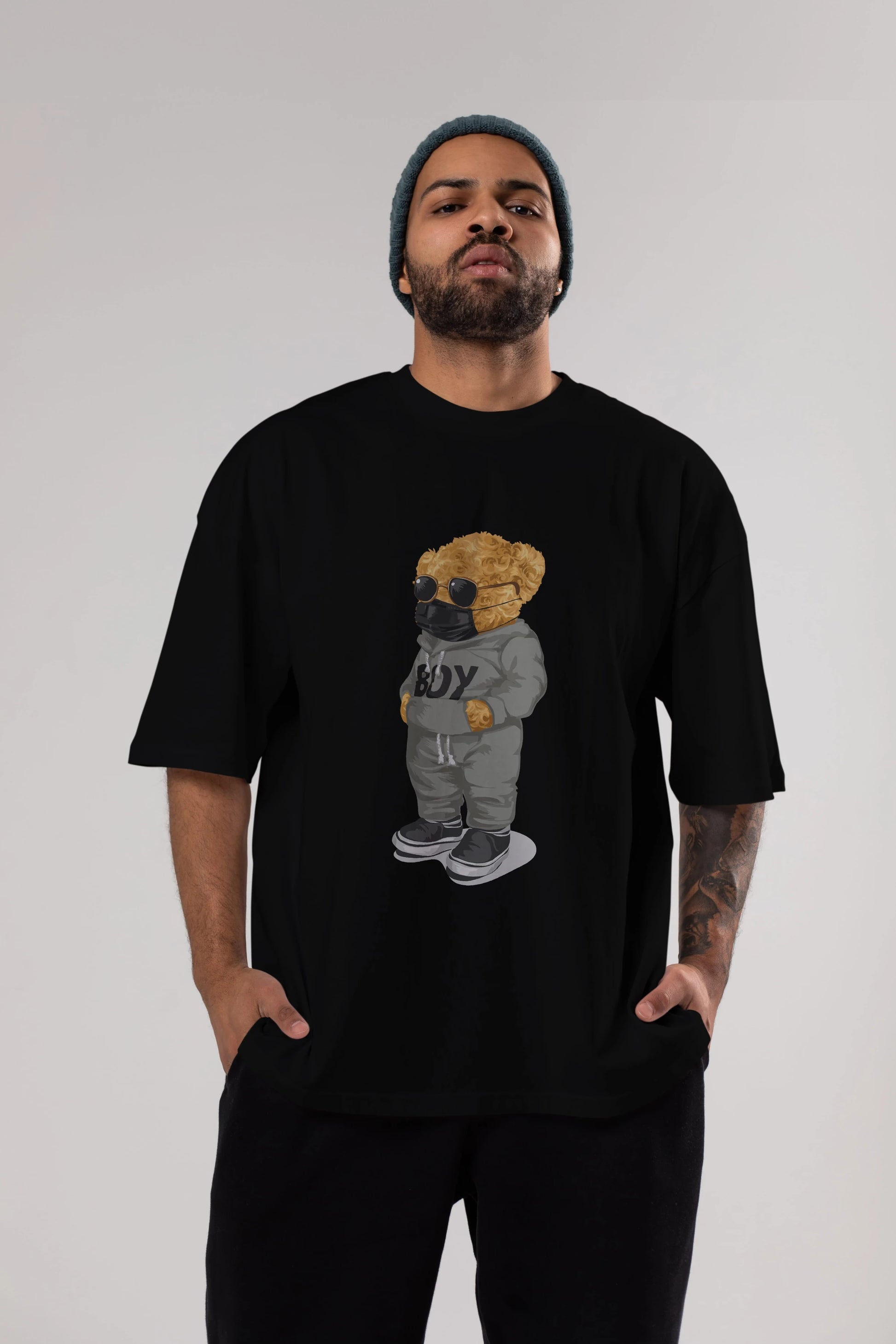 Teddy Bear Boy Ön Baskılı Oversize t-shirt Erkek Kadın Unisex %100 Pamuk