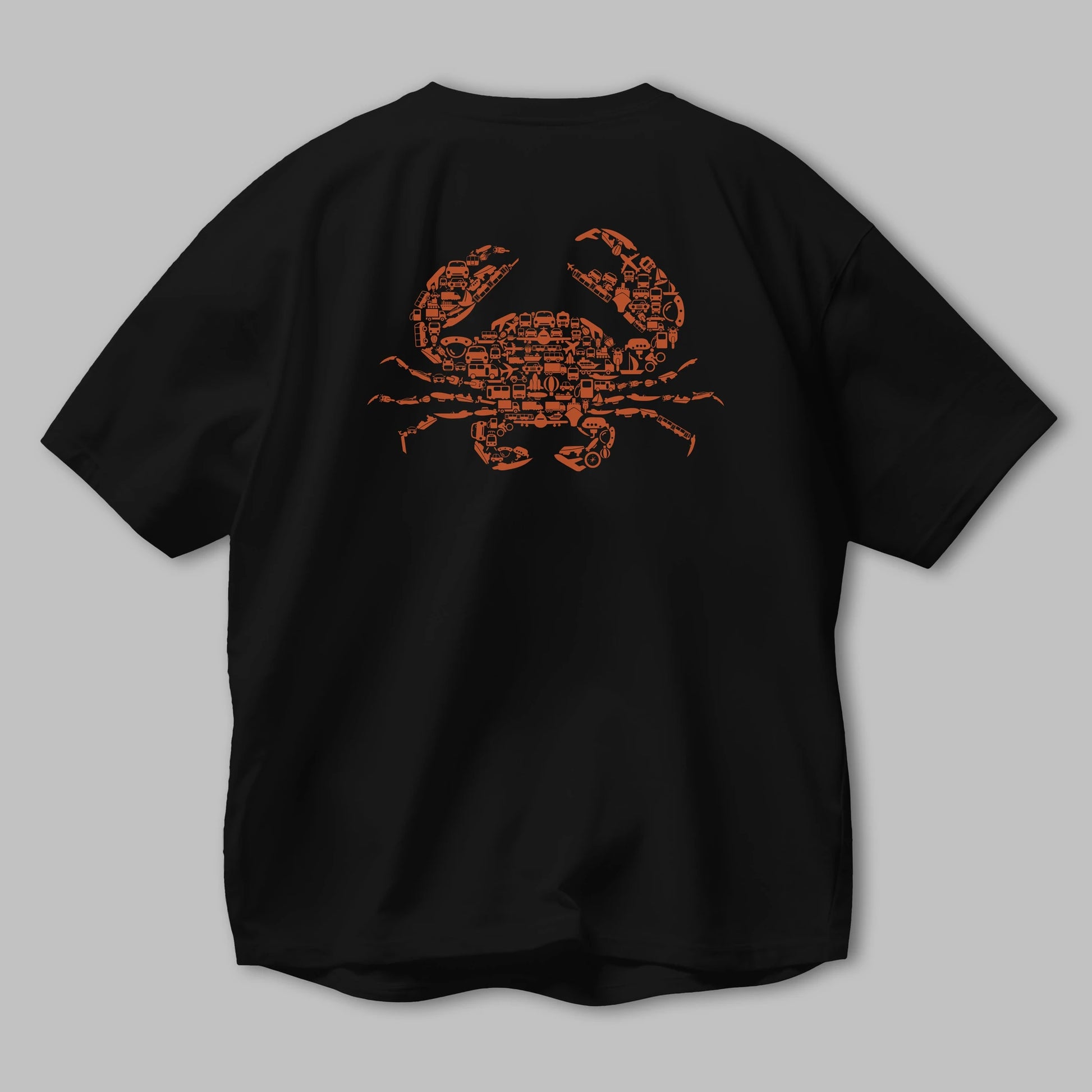 Crab Arka Baskılı Oversize t-shirt %100 pamuk Erkek Kadın Unisex