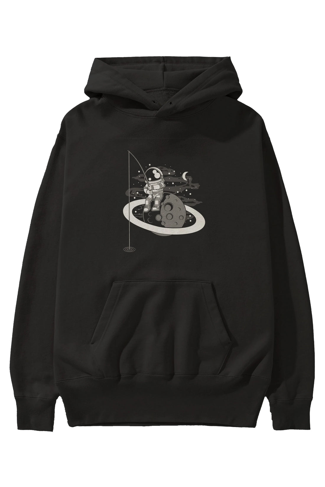 Astronaut  Fishing Ön Baskılı Hoodie Oversize Kapüşonlu Sweatshirt Erkek Kadın Unisex
