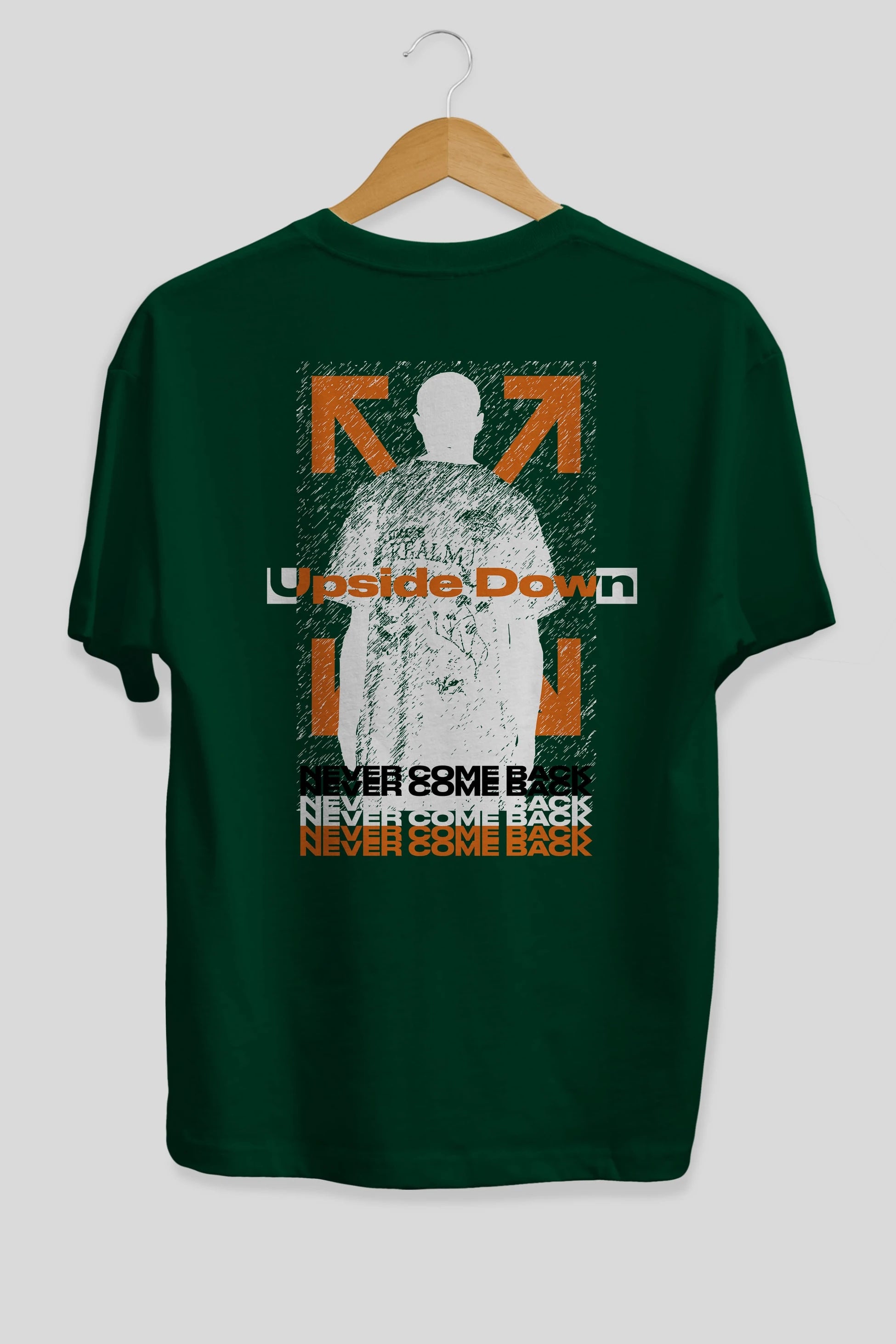 Upside Down Arka Baskılı Oversize t-shirt Erkek Kadın Unisex