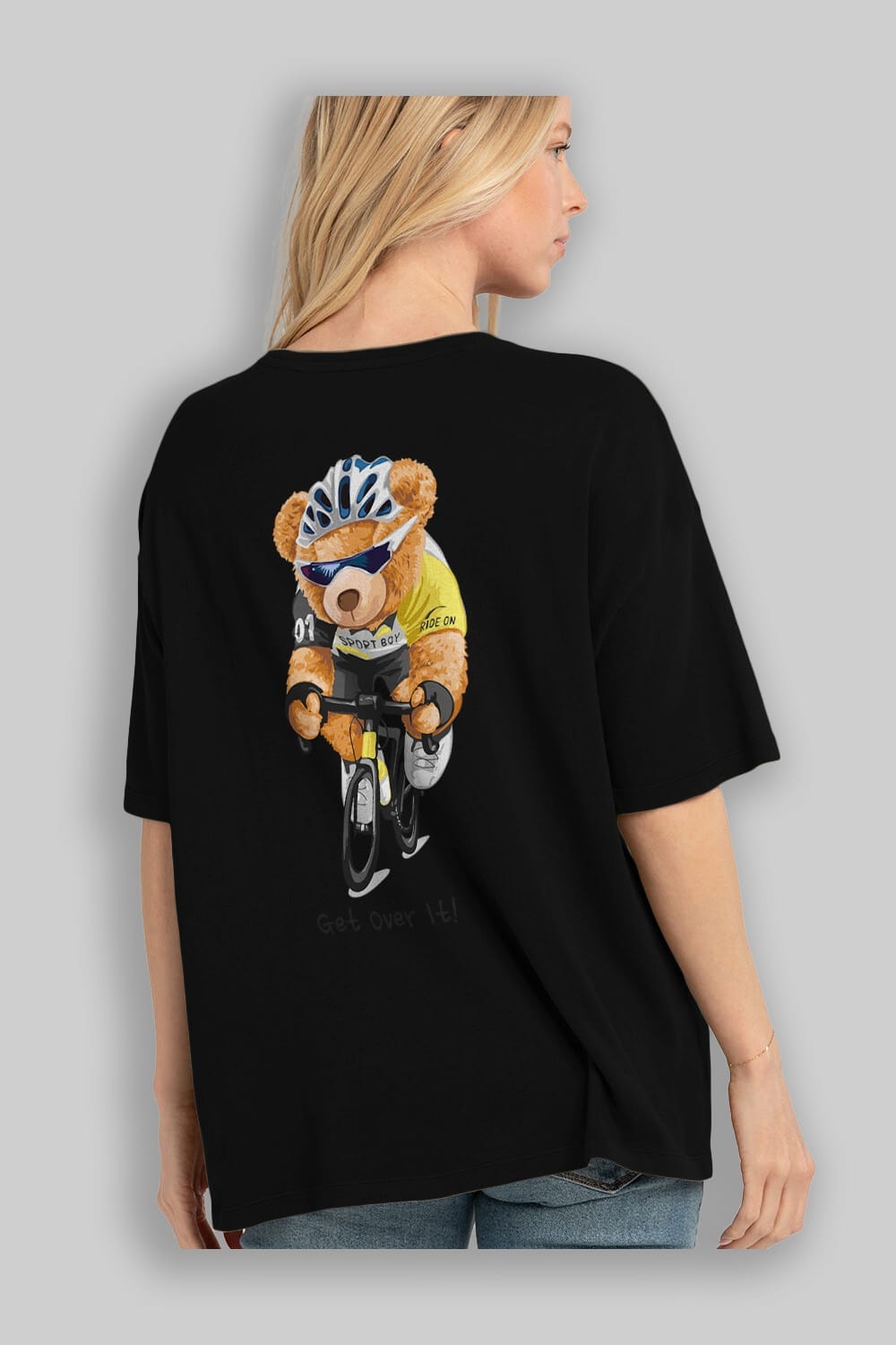 Teddy Bear Sport Boy Arka Baskılı Oversize t-shirt Erkek Kadın Unisex %100 Pamuk
