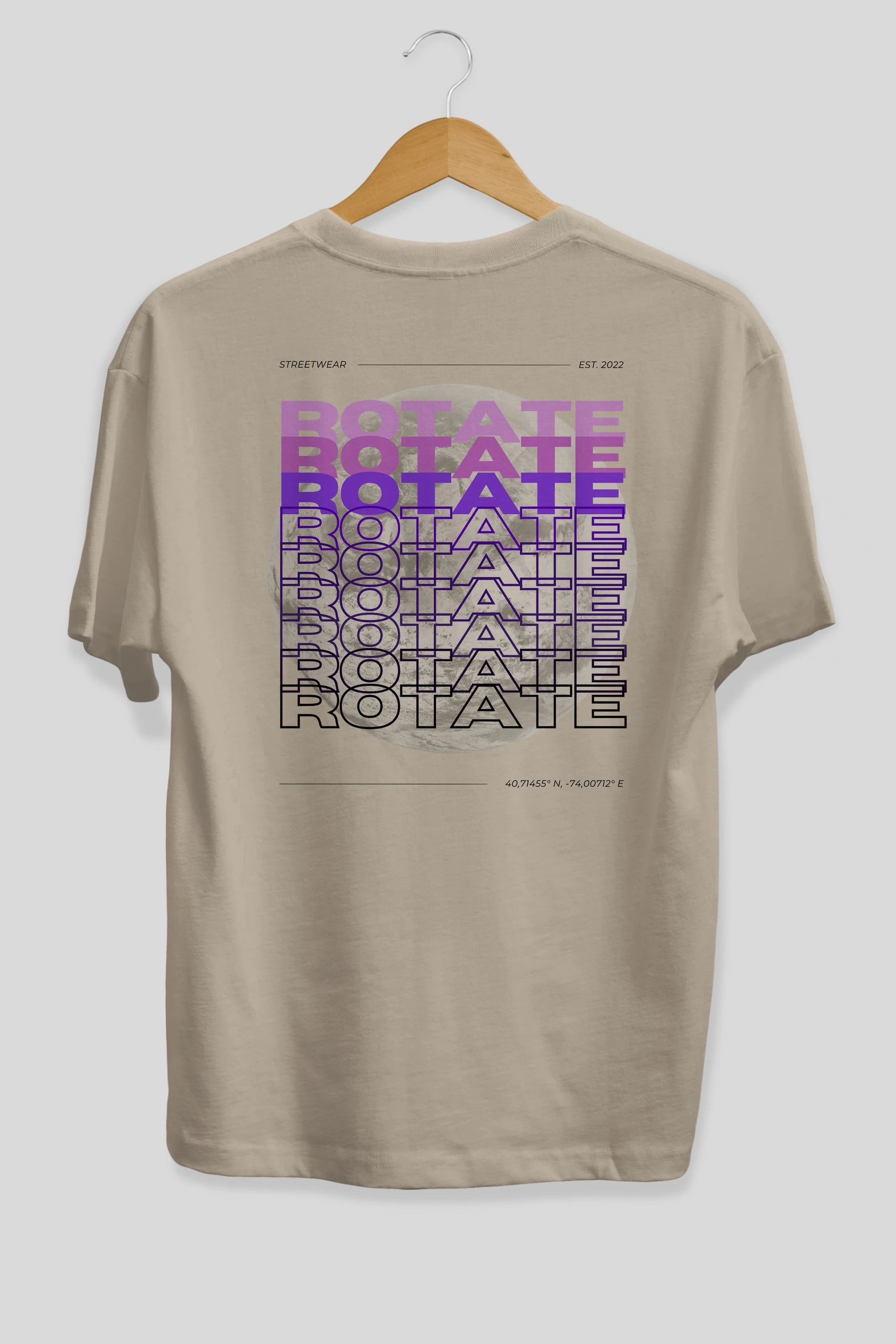 Rotate Yazılı Arka Baskılı Oversize t-shirt Erkek Kadın Unisex