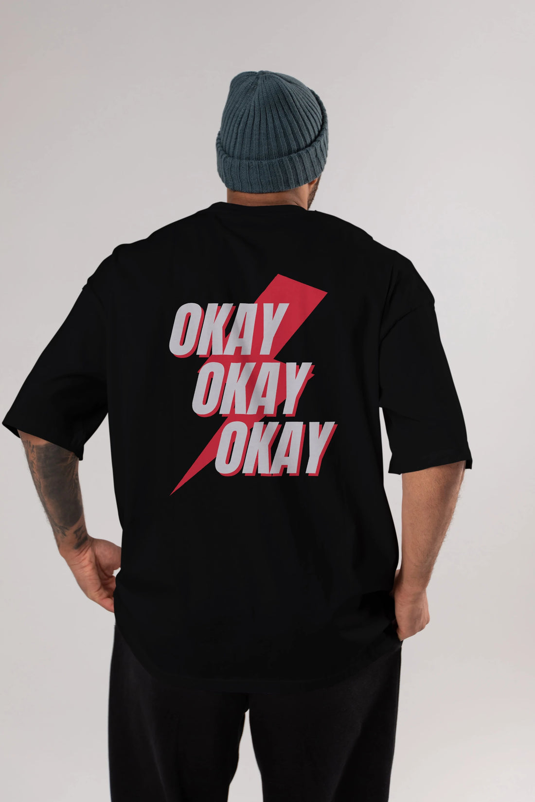 Okay Arka Baskılı Oversize t-shirt Erkek Kadın Unisex