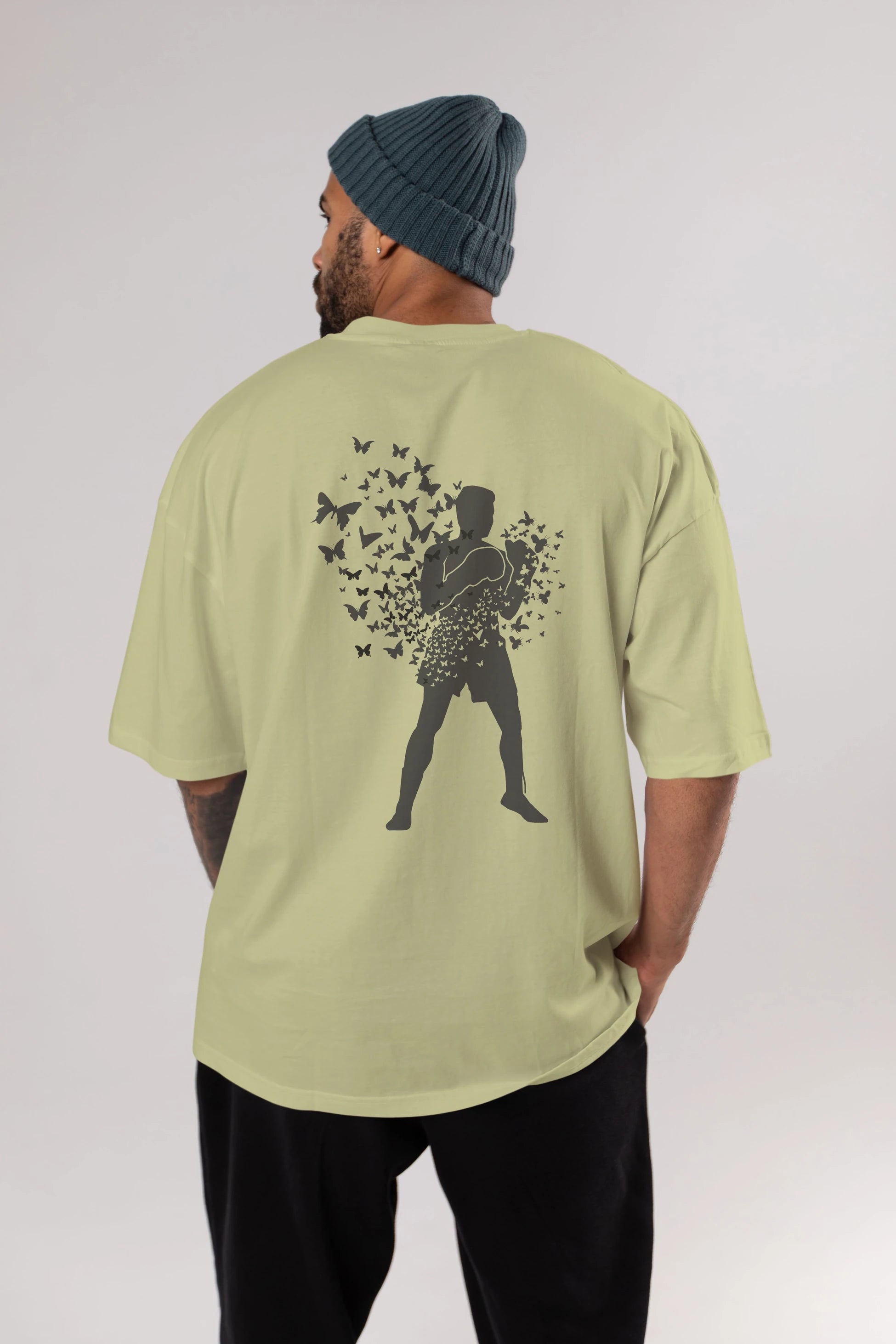Float Like Butterfly Sting Like Bee Arka Baskılı Oversize t-shirt %100 pamuk Erkek Kadın Unisex