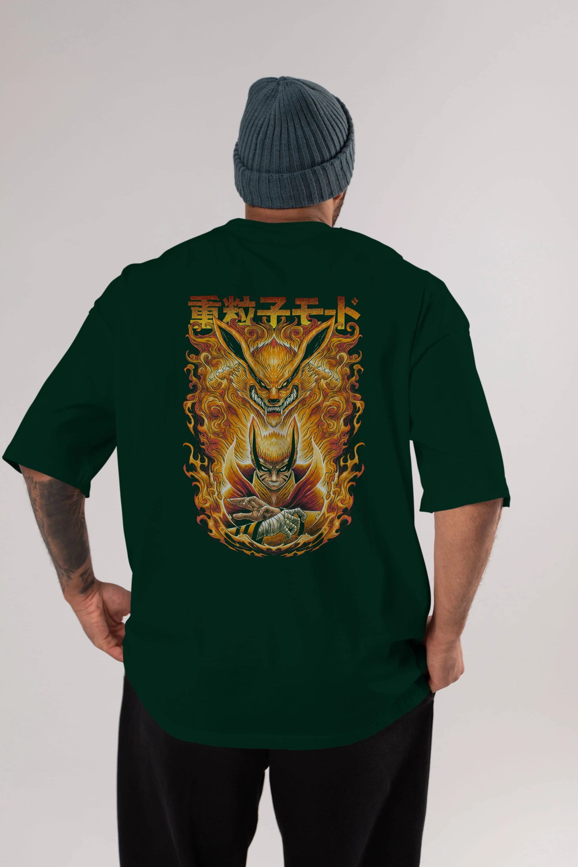 NARUTO KYUUBI 1 Anime Arka Baskılı Oversize t-shirt Erkek Kadın Unisex