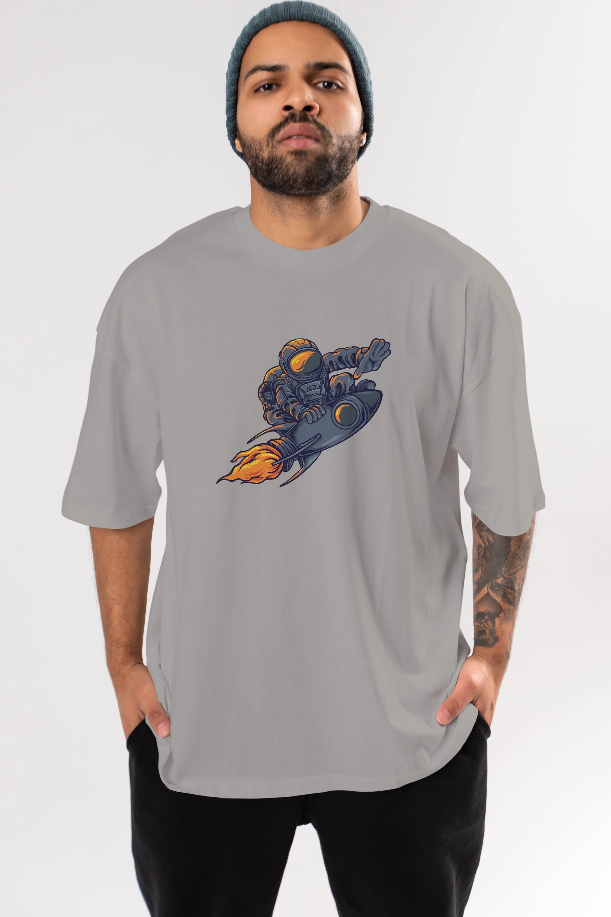 Astrocket Illustration Tshirt Ön Baskılı Oversize t-shirt Erkek Kadın Unisex