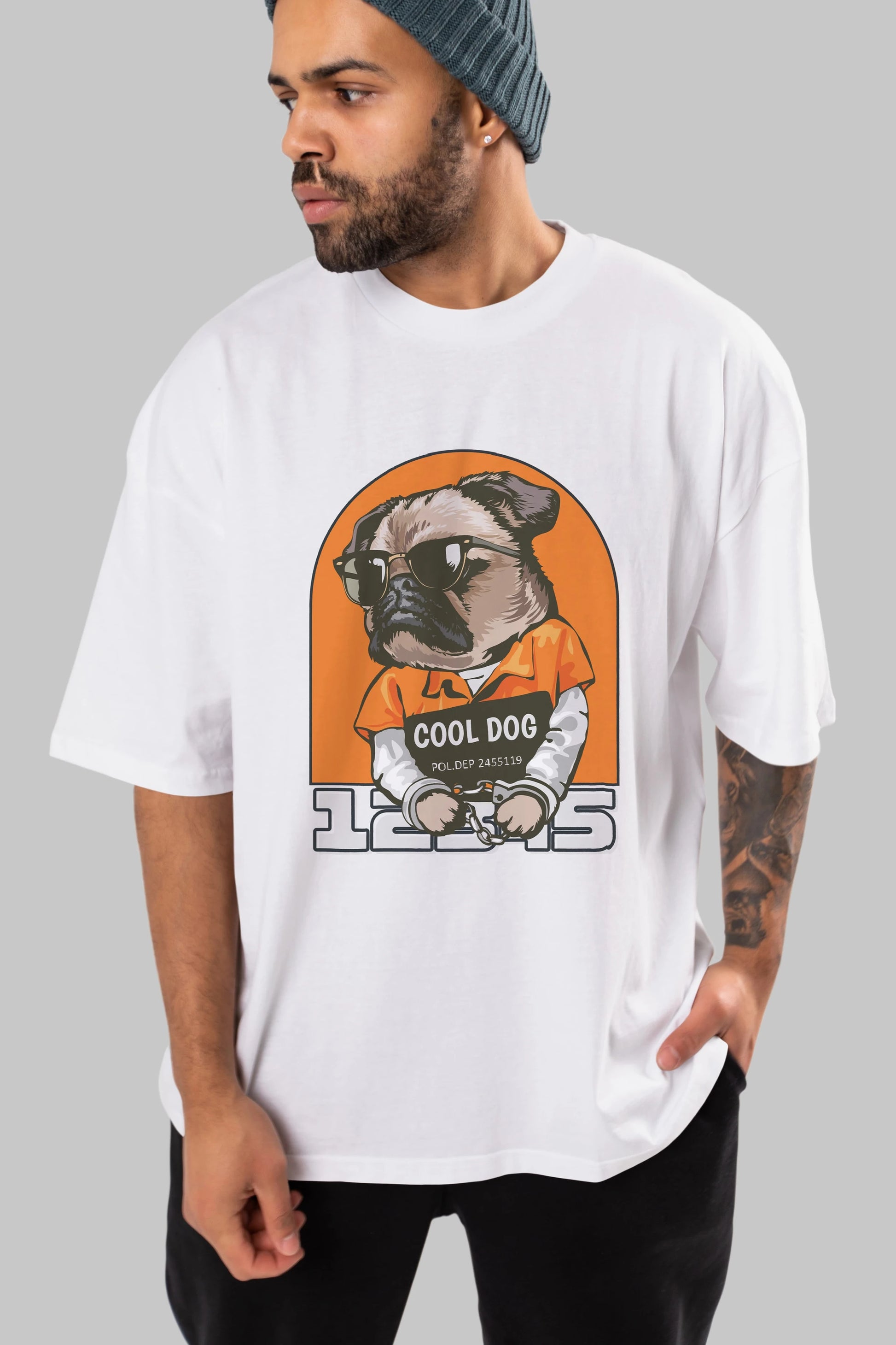 Cool Dog Ön Baskılı Oversize t-shirt Erkek Kadın Unisex