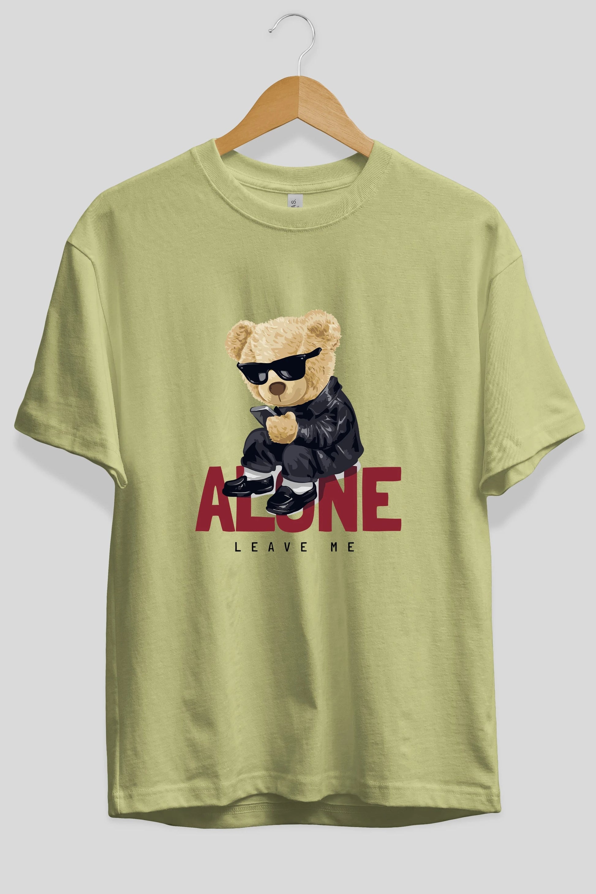 Teddy Bear Alone Ön Baskılı Oversize t-shirt Erkek Kadın Unisex %100 Pamuk